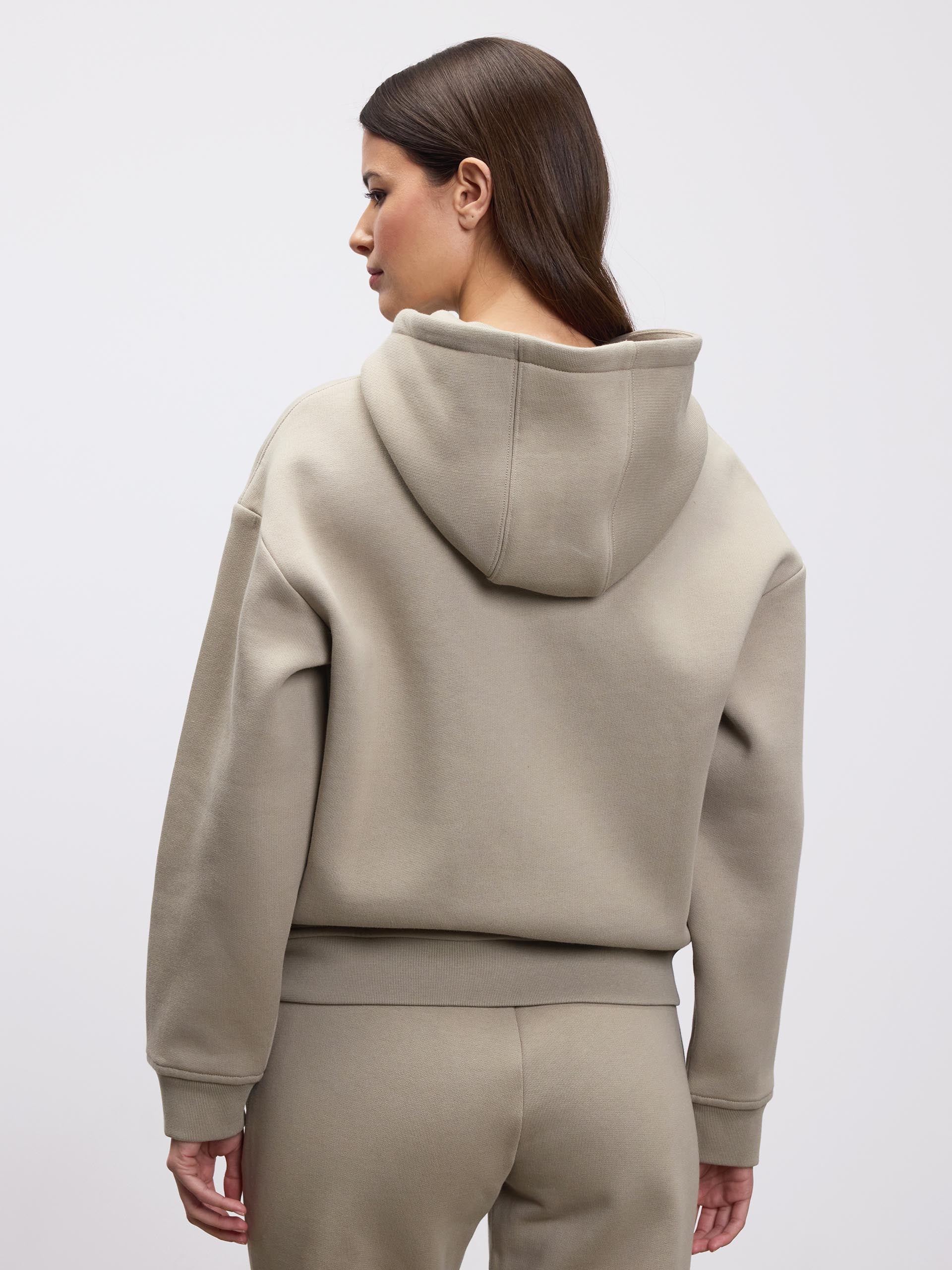 Womens Relaxed Zip Hoodie in Stone