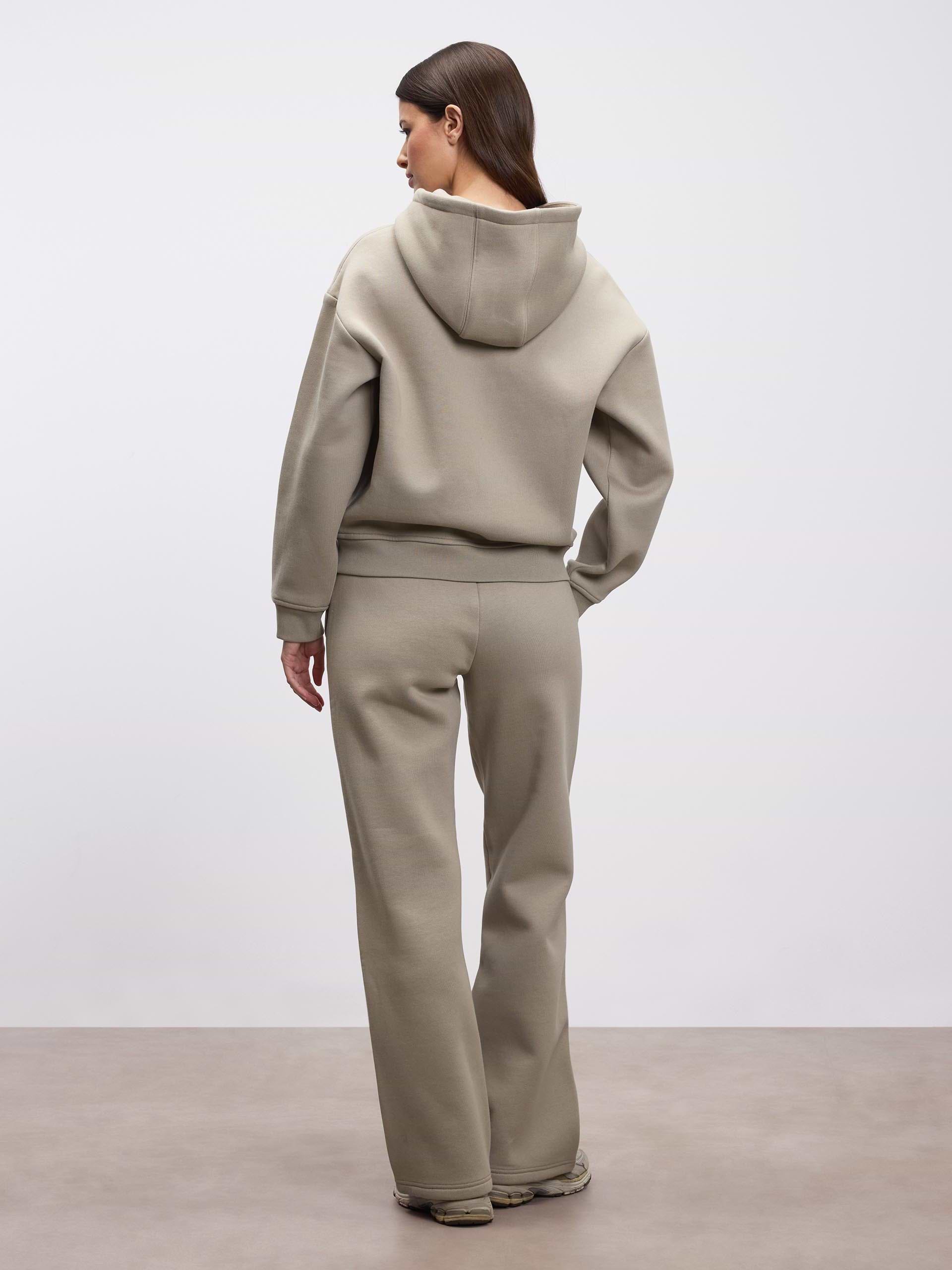 Womens Relaxed Zip Hoodie in Stone