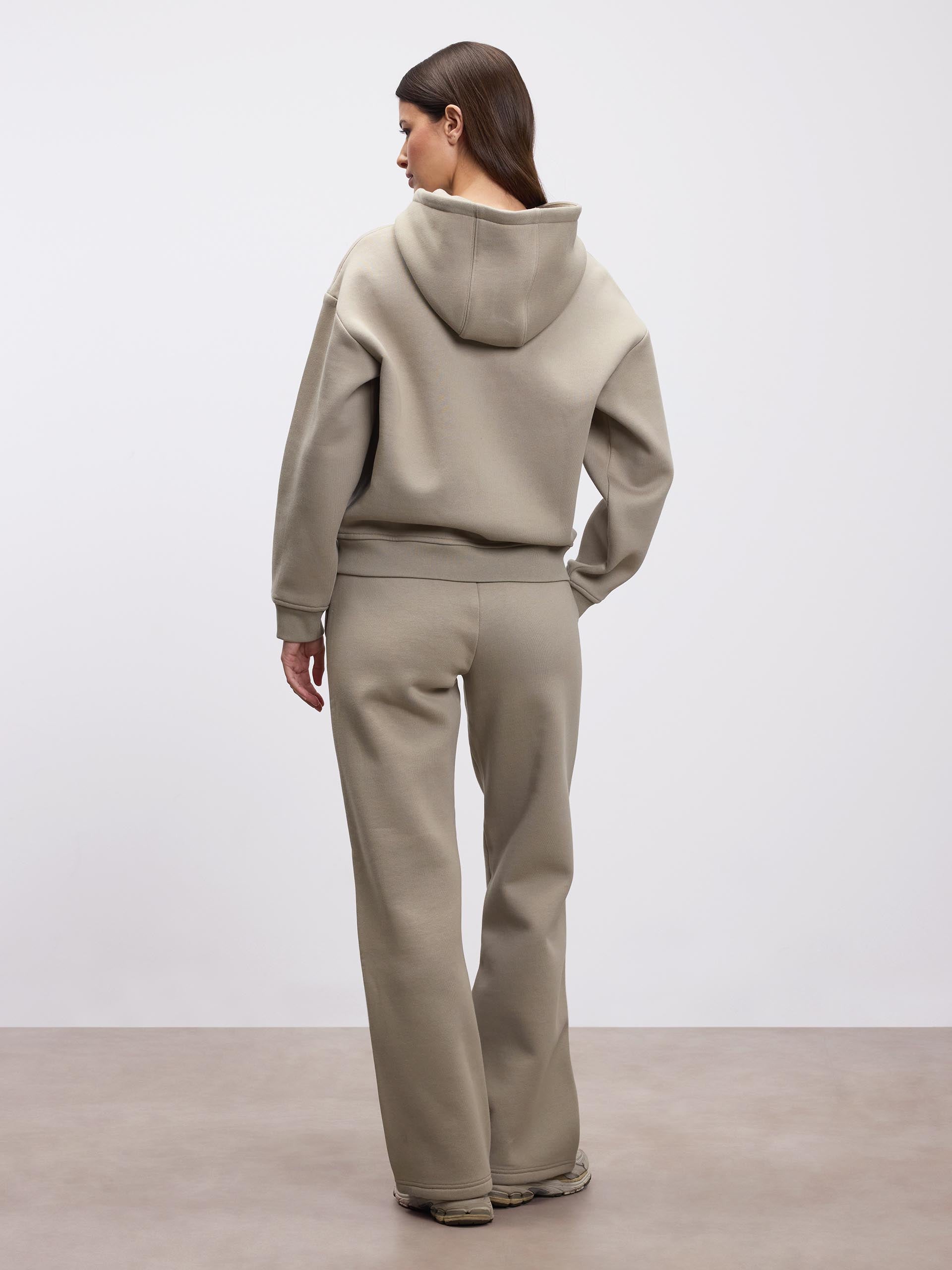 Womens Relaxed Zip Hoodie in Stone