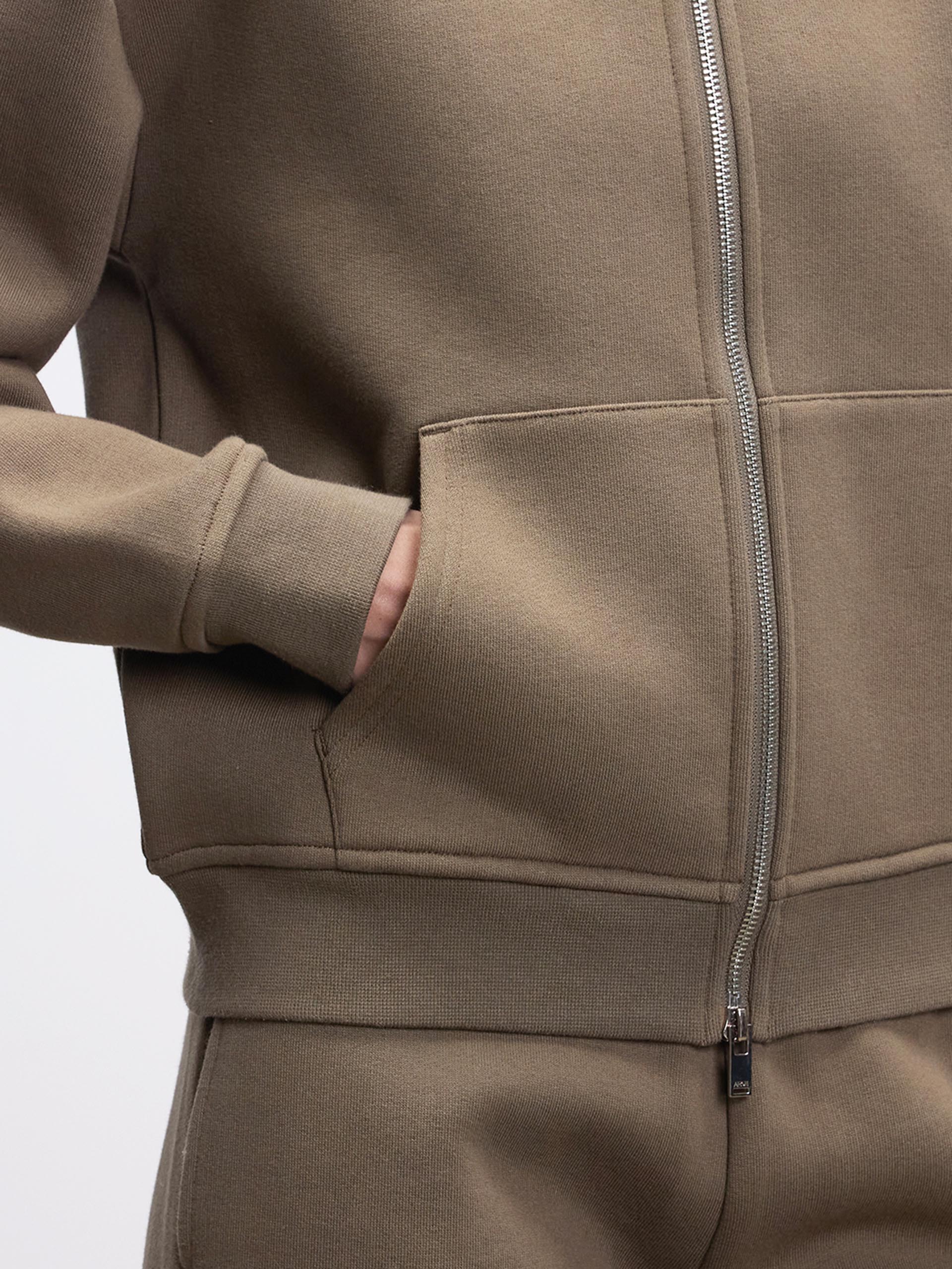 Womens Relaxed Zip Hoodie in Taupe