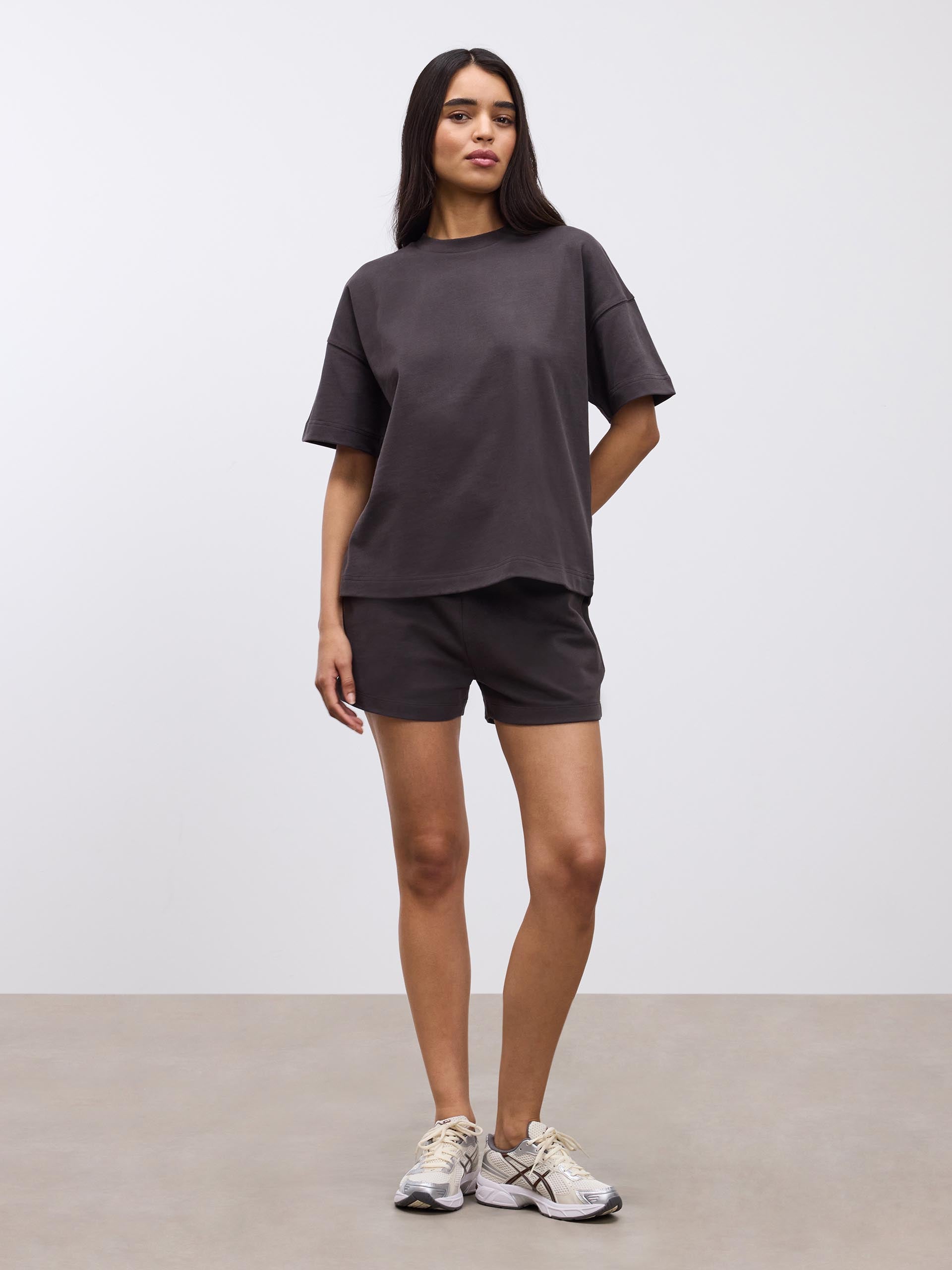 Womens Brushed Relaxed T-Shirt in Brown