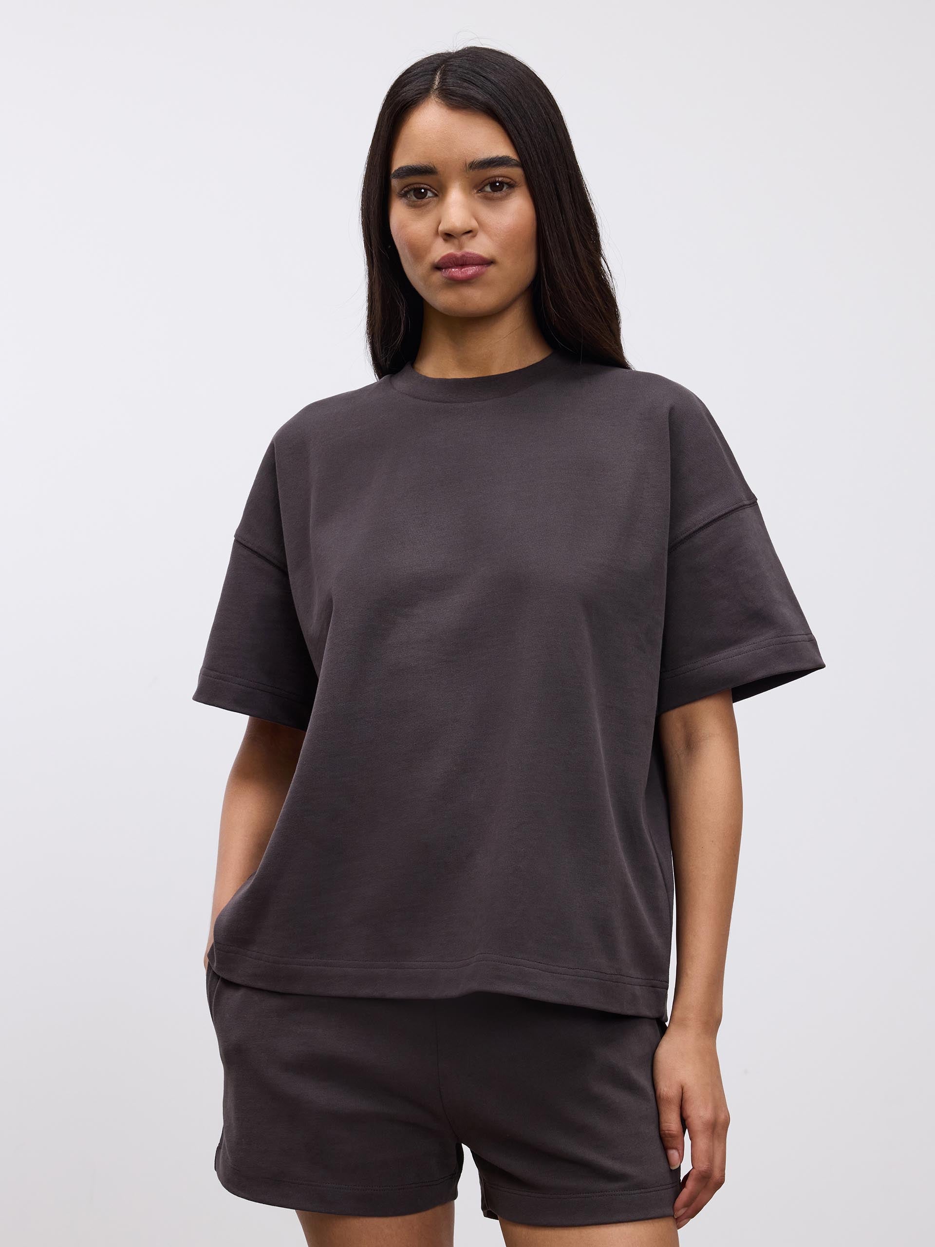 Womens Brushed Relaxed T-Shirt in Brown