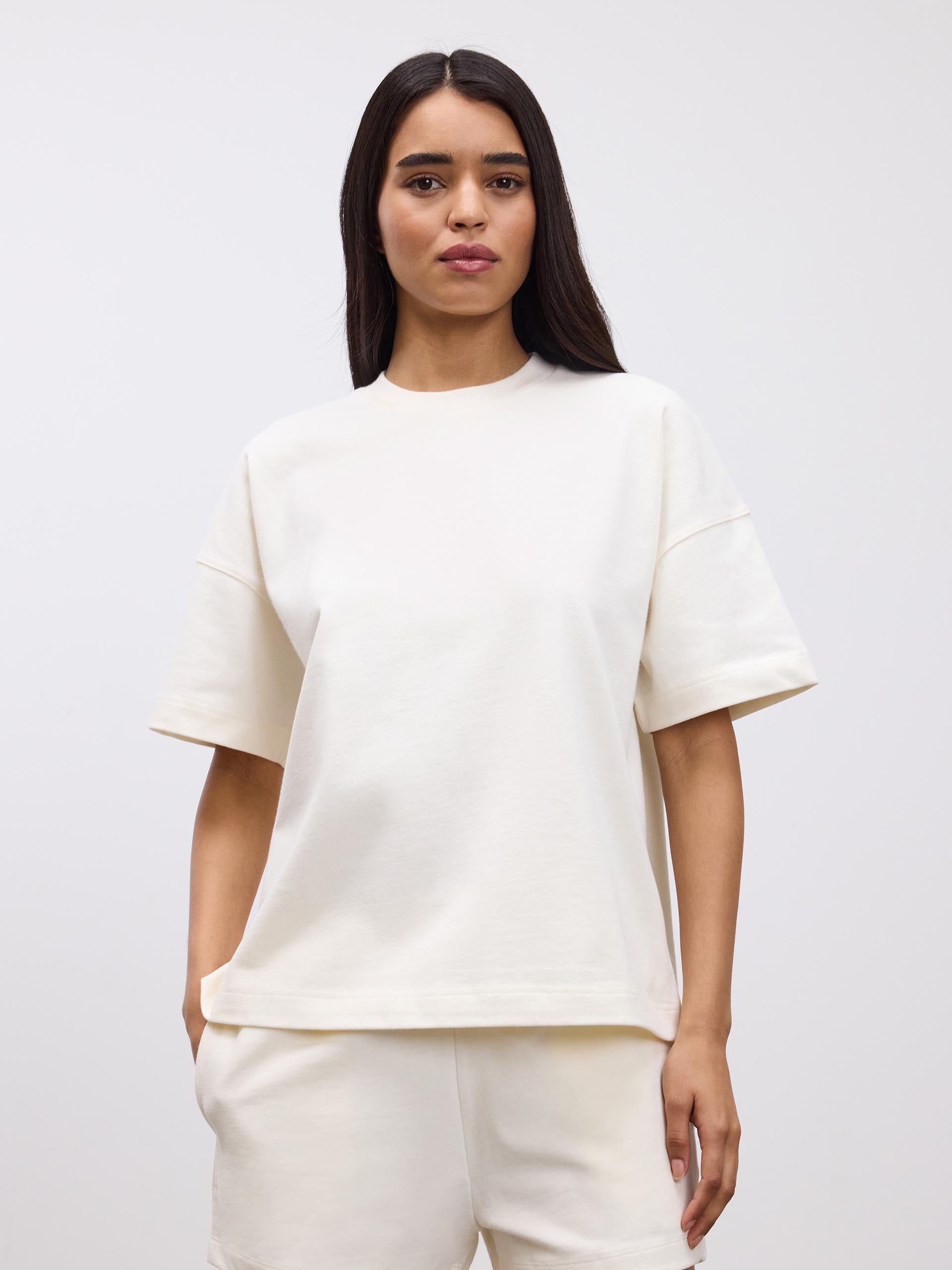 Womens Brushed Relaxed T-Shirt in Ecru