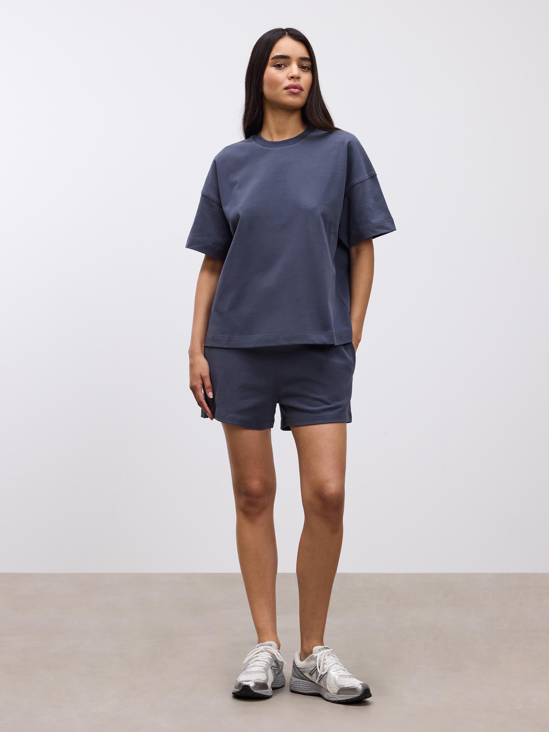 Womens Brushed Relaxed T-Shirt in Slate Blue