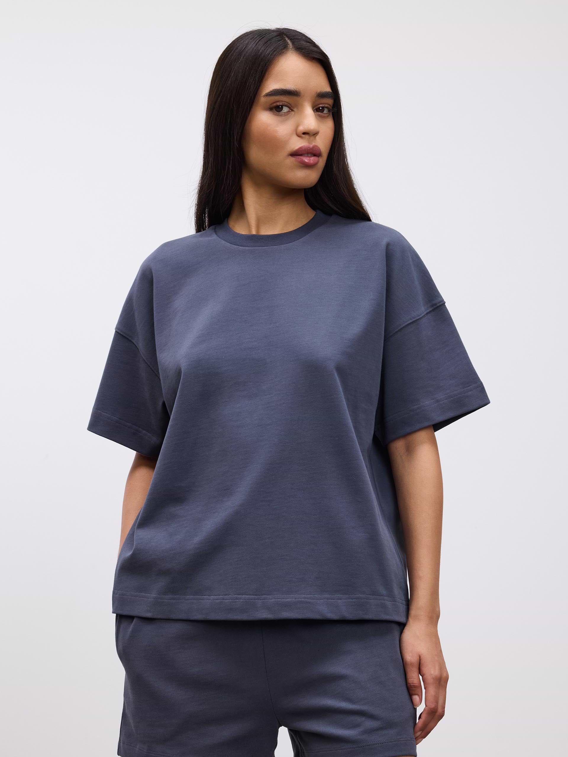 Womens Brushed Relaxed T-Shirt in Slate Blue