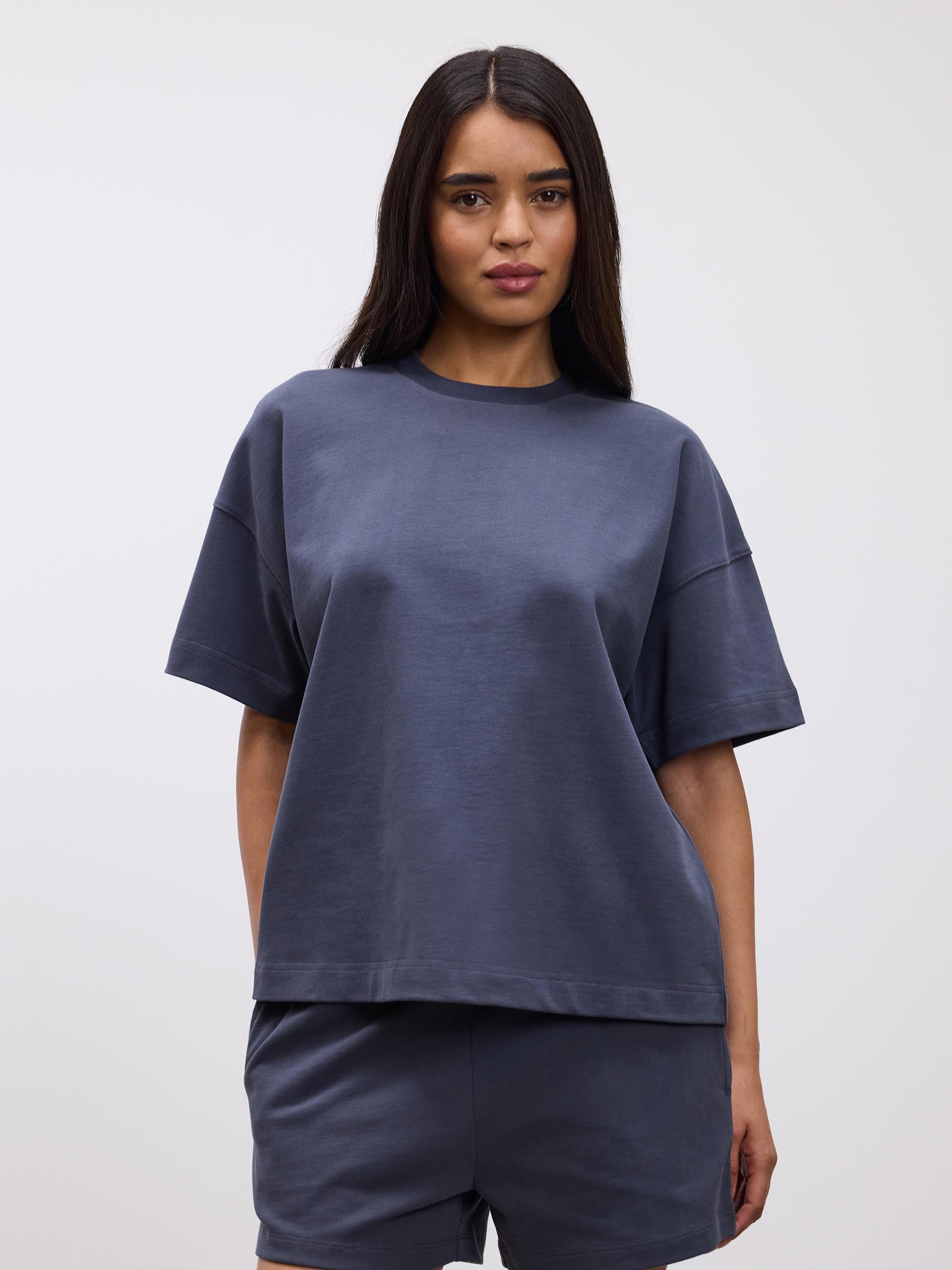 Womens Brushed Relaxed T-Shirt in Slate Blue
