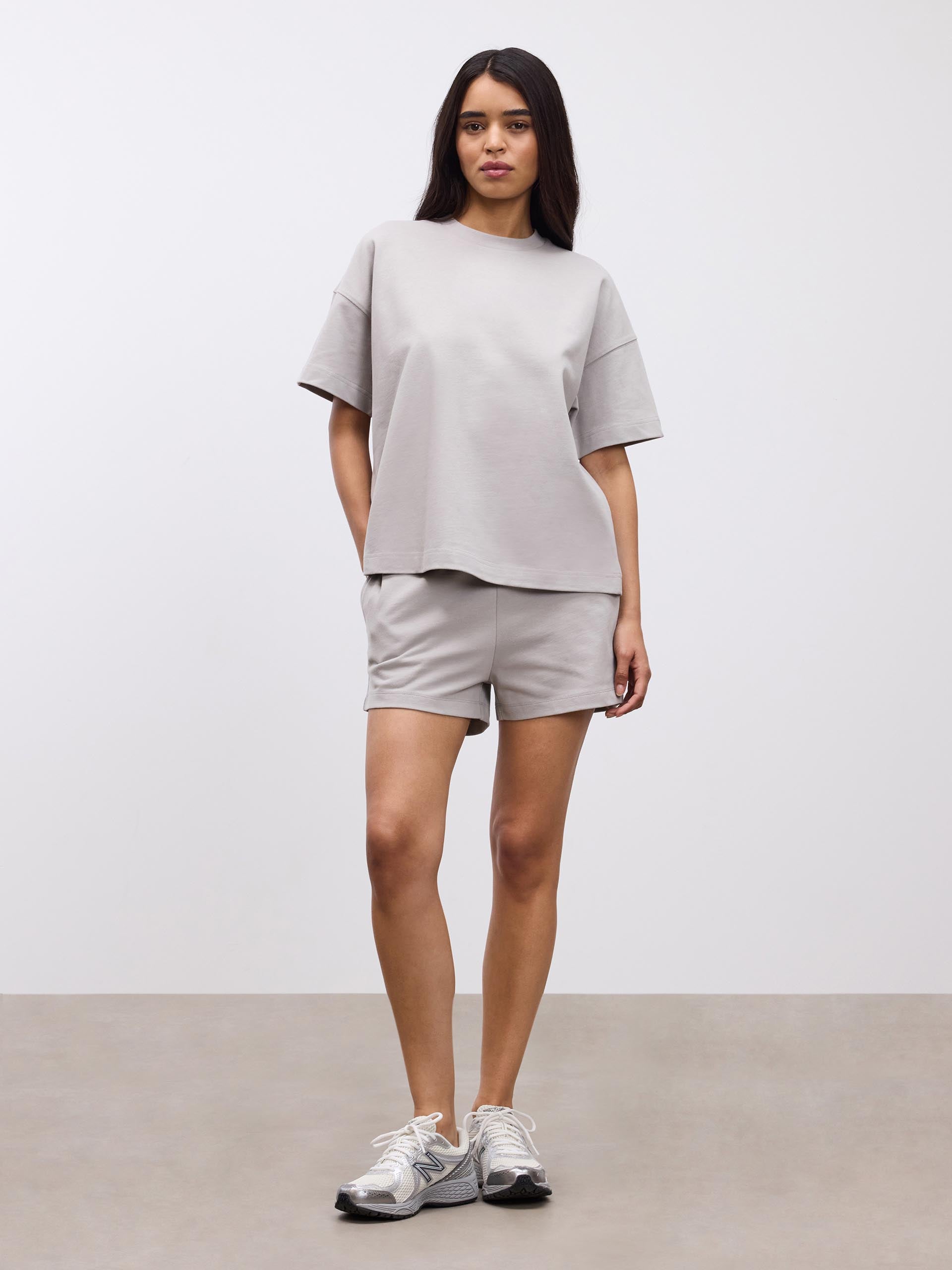 Womens Brushed Relaxed T-Shirt in Stone