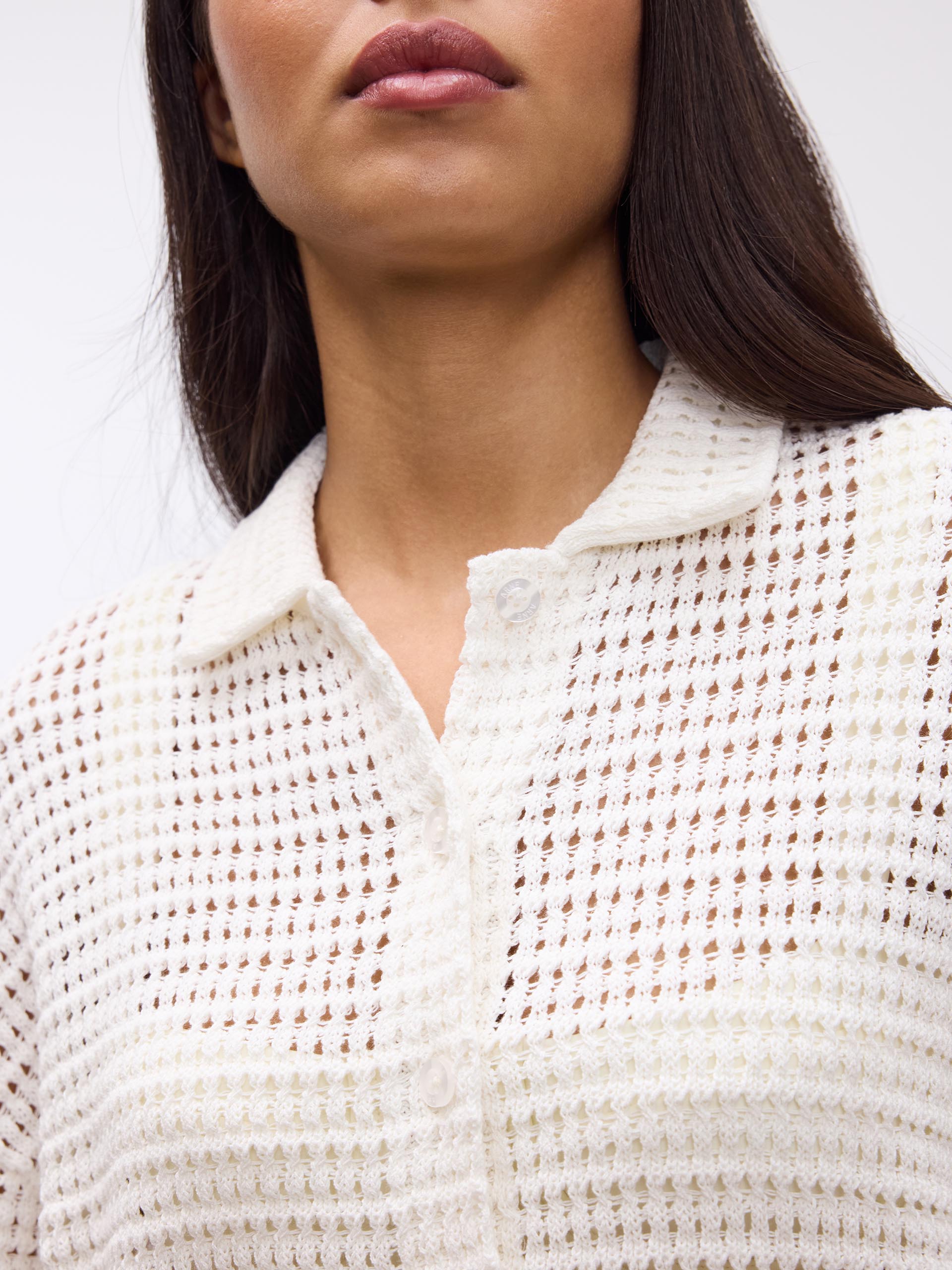 Womens Crochet Shirt in Ecru