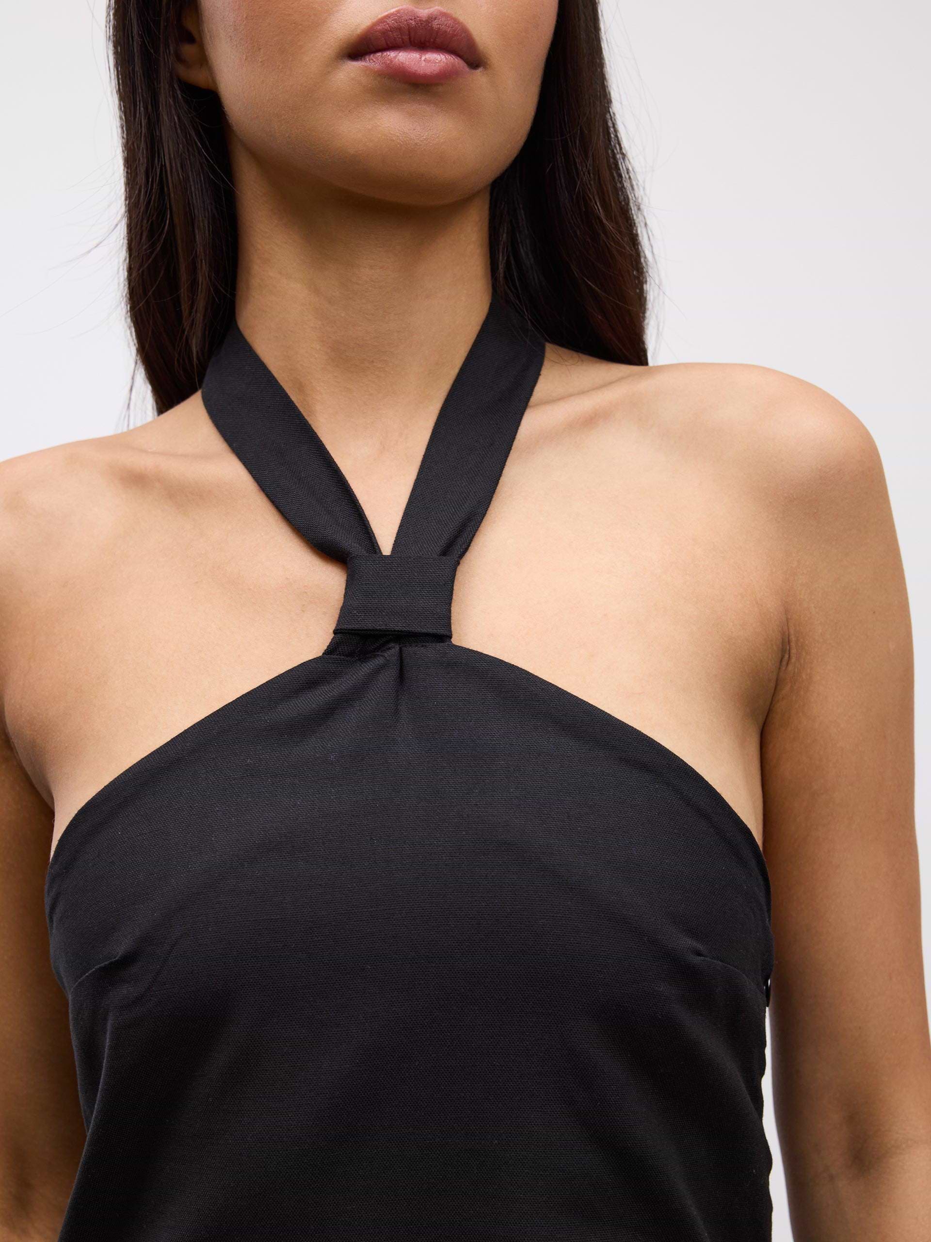 Womens Linen Halter Dress in Black | ARNE US Womens Linen Halter Dress in Black | ARNE US
