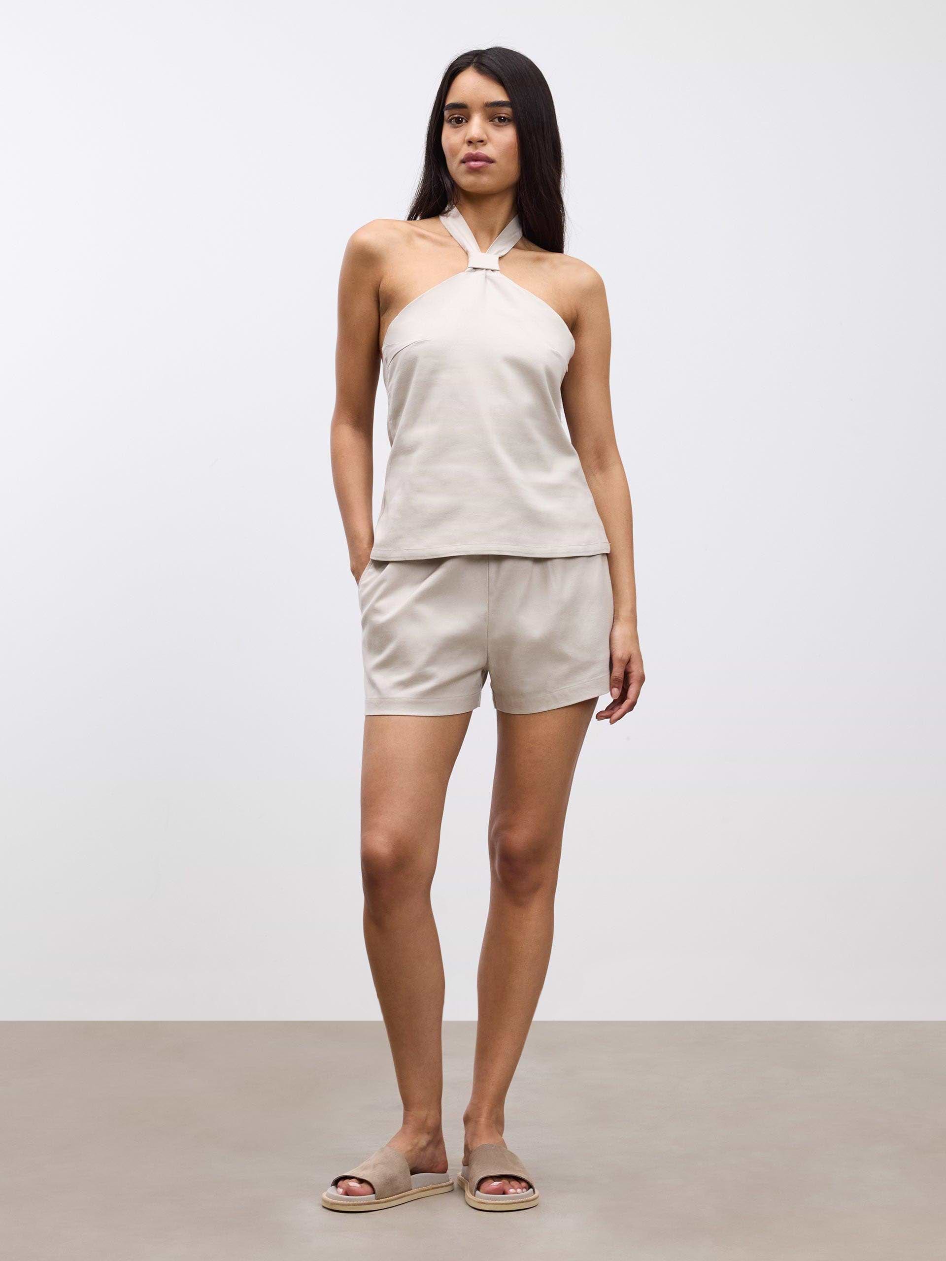 Womens Linen Short in Stone