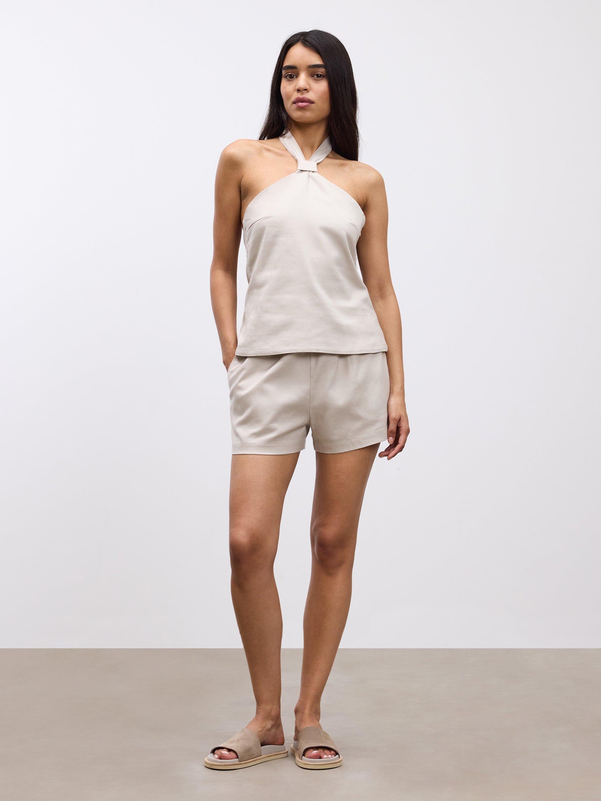 Womens Linen Short in Stone