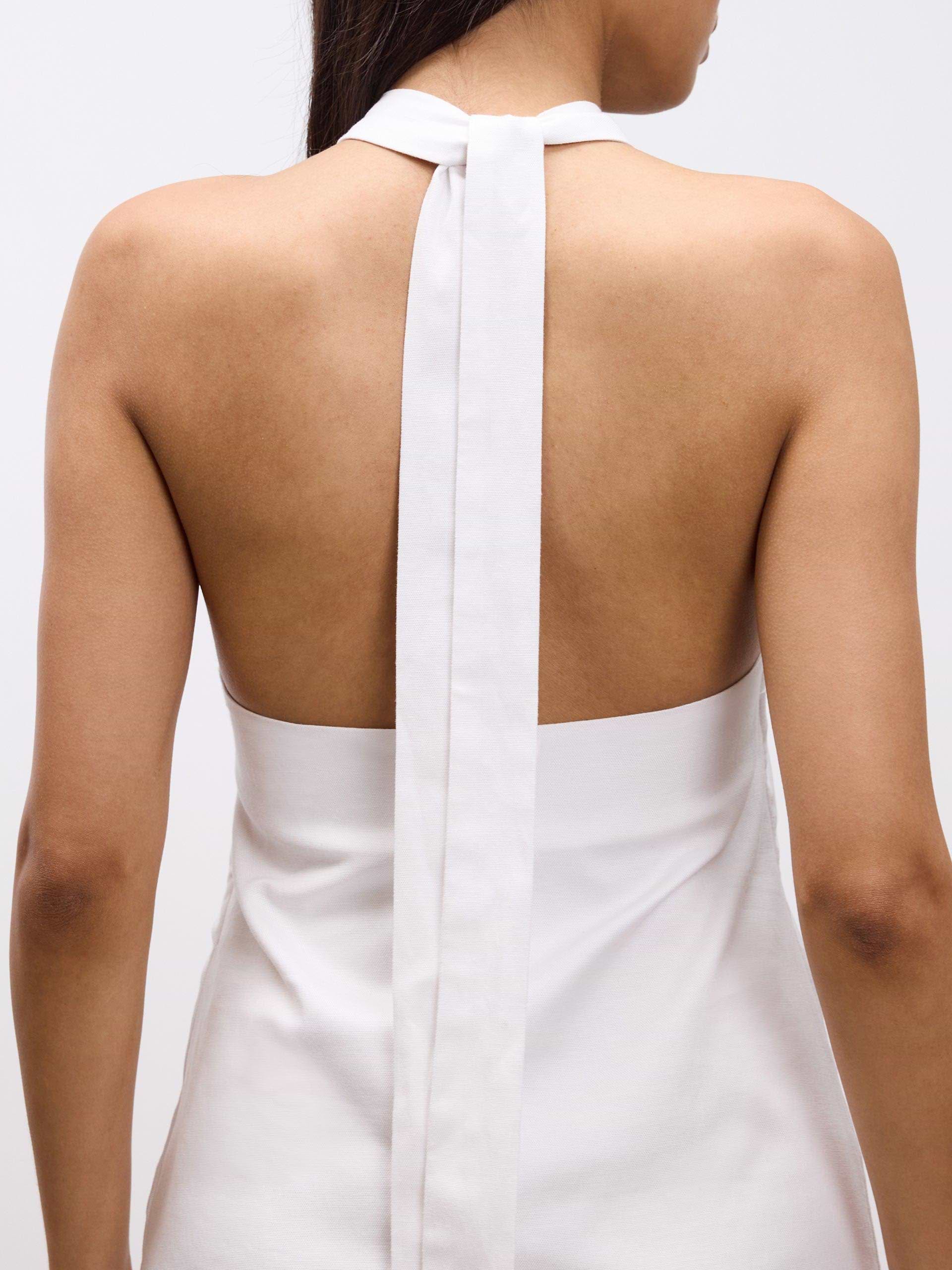 Womens Linen Halter Dress in White | ARNE UK Womens Linen Halter Dress in White | ARNE UK