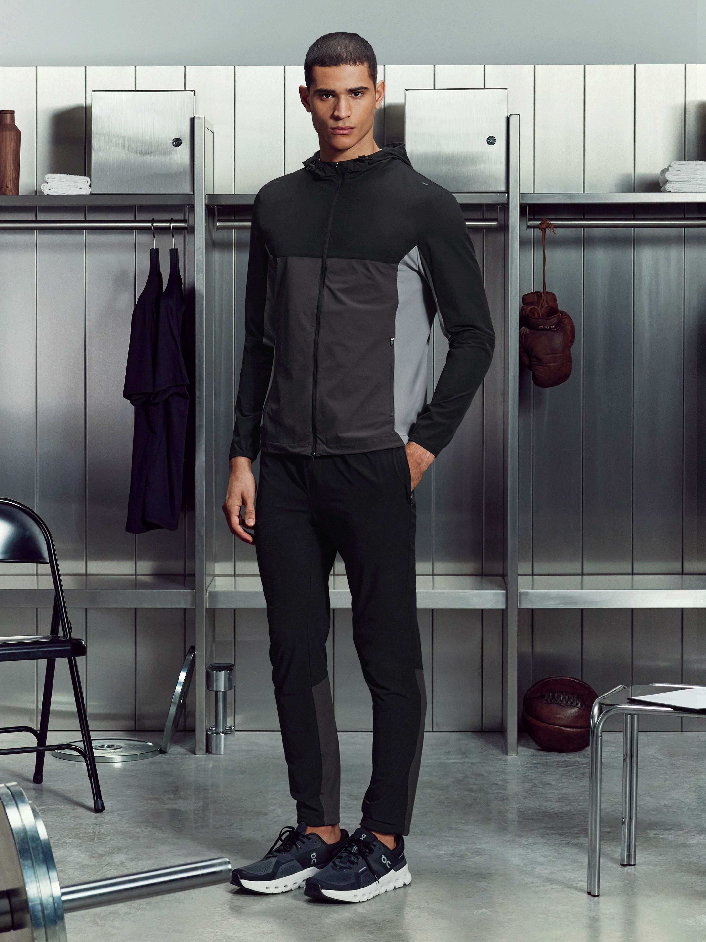 Active Colour Block Windbreaker in Black