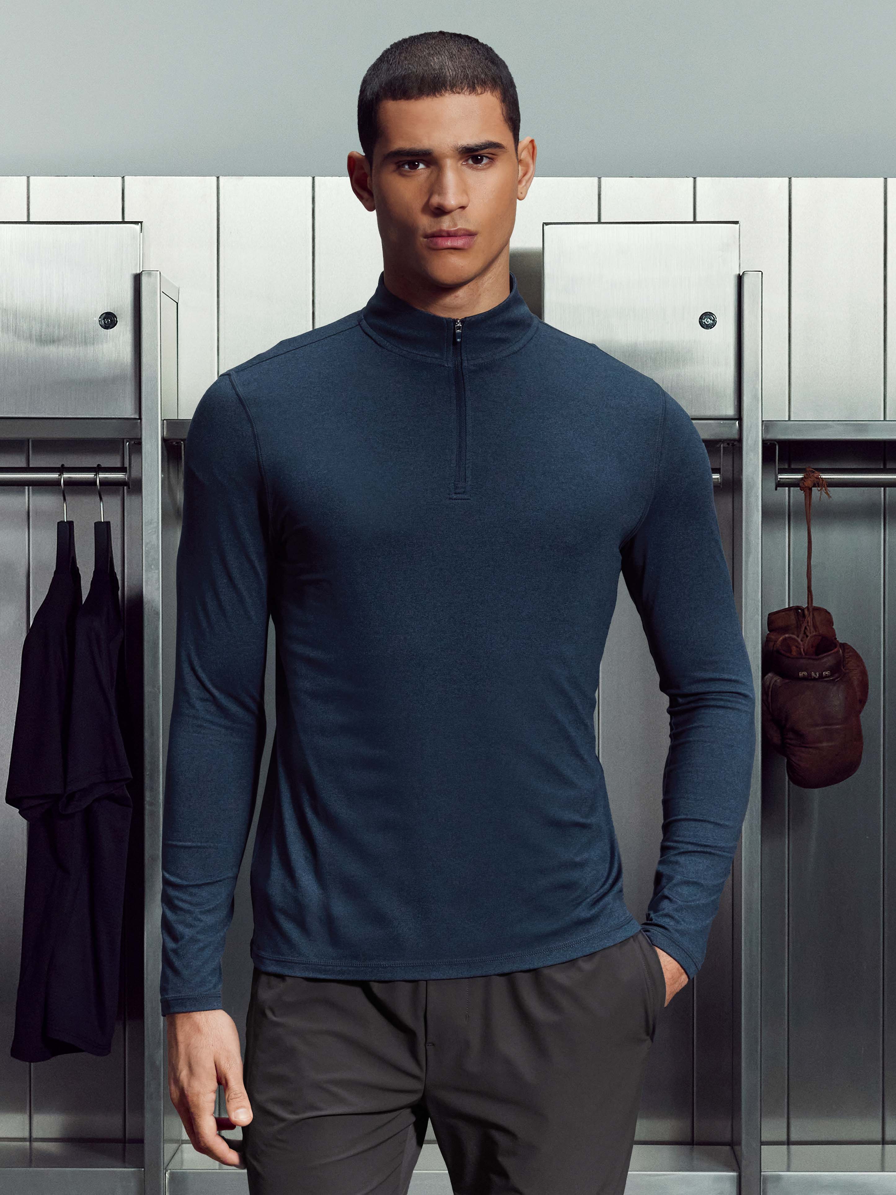 Soft Jersey Motion Half Zip in Navy