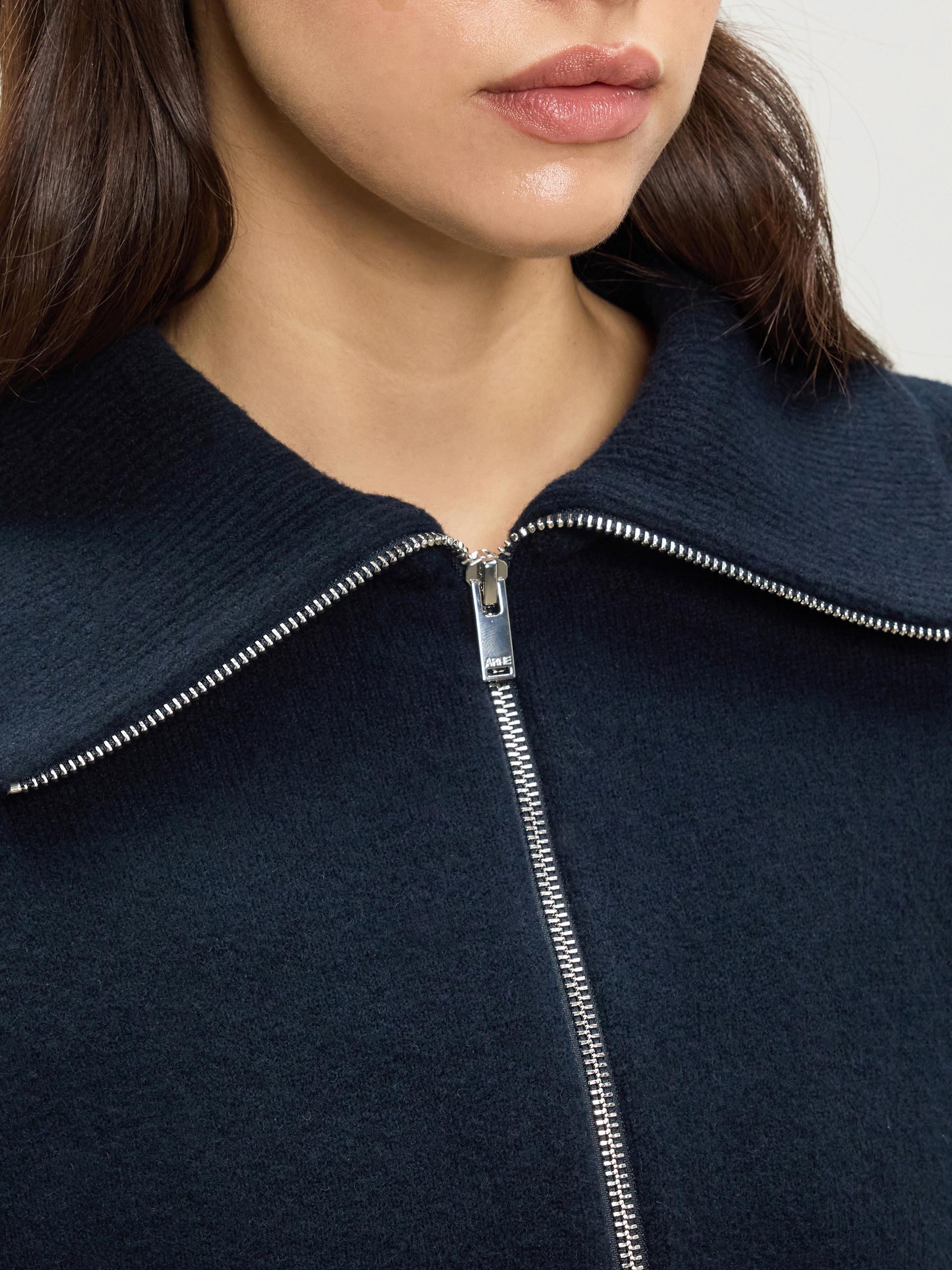 Womens Chunky Wool Half Zip in Navy
