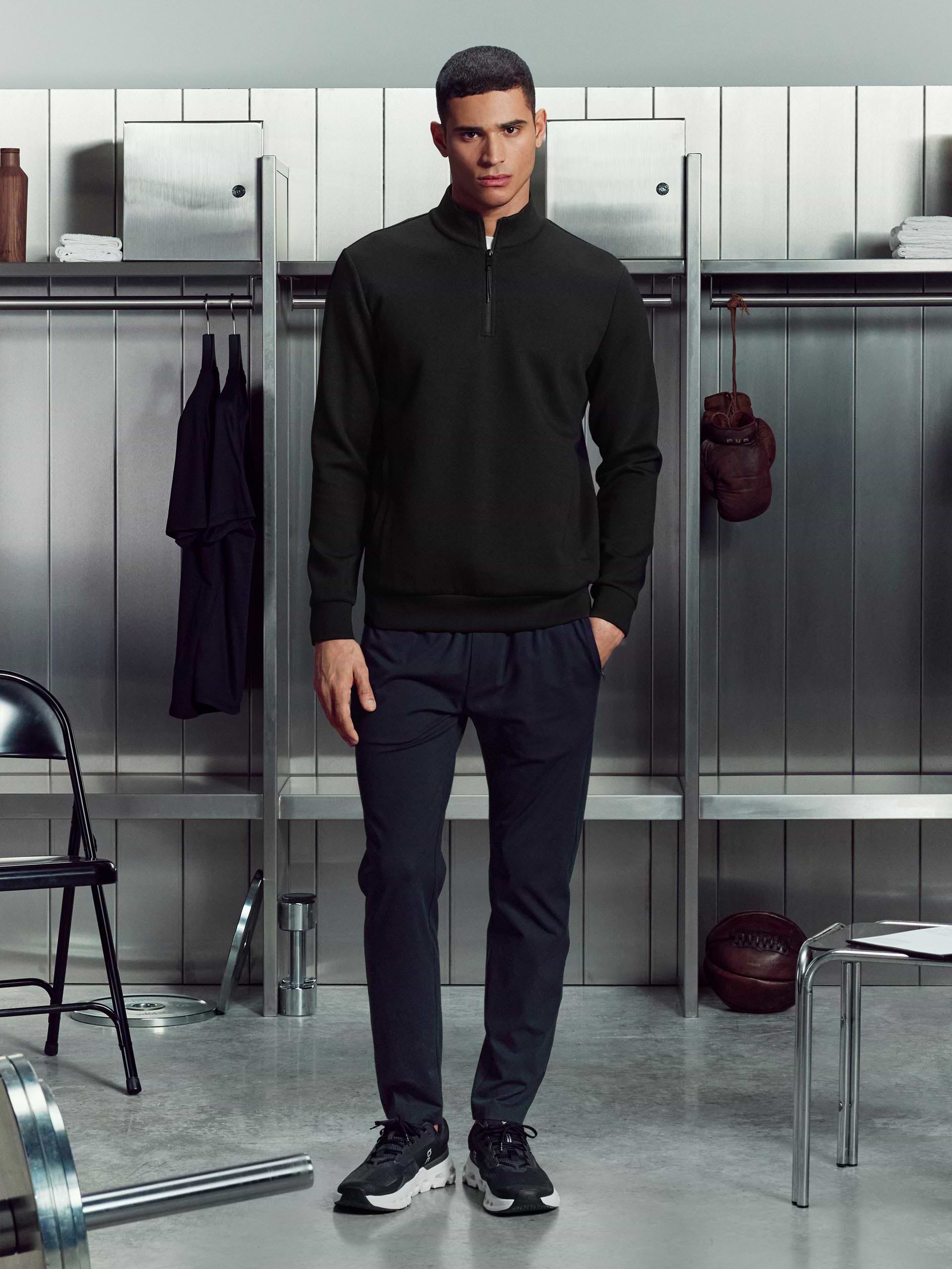 Interlock Jersey Technical Half Zip in Black