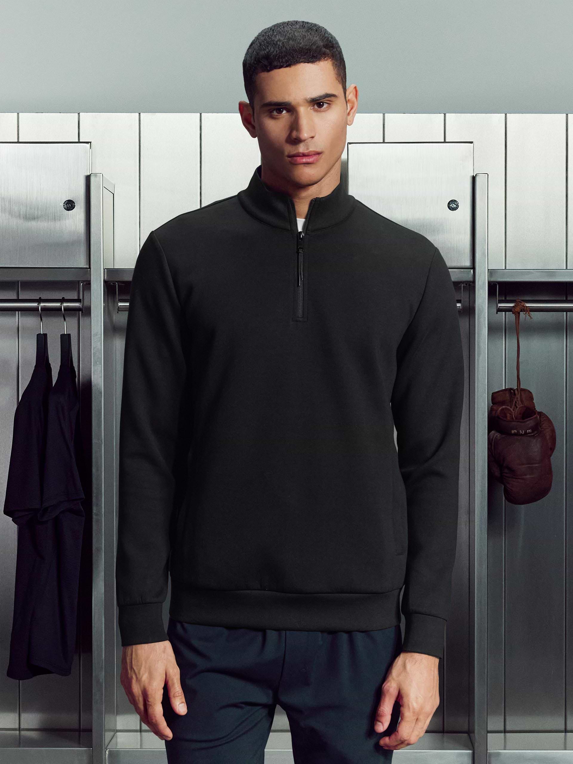 Interlock Jersey Technical Half Zip in Black