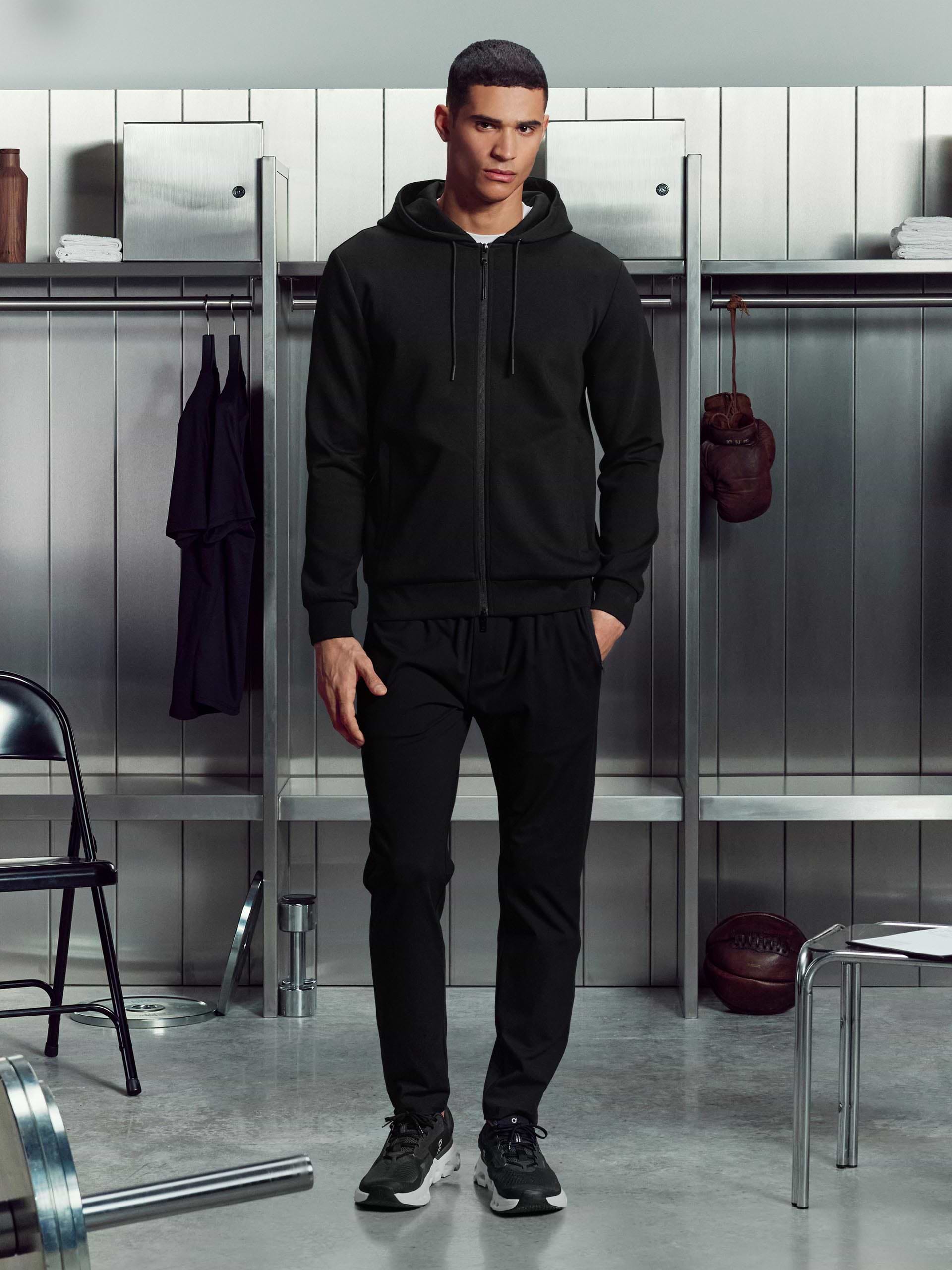 Interlock Jersey Technical Zip Hoodie in Black