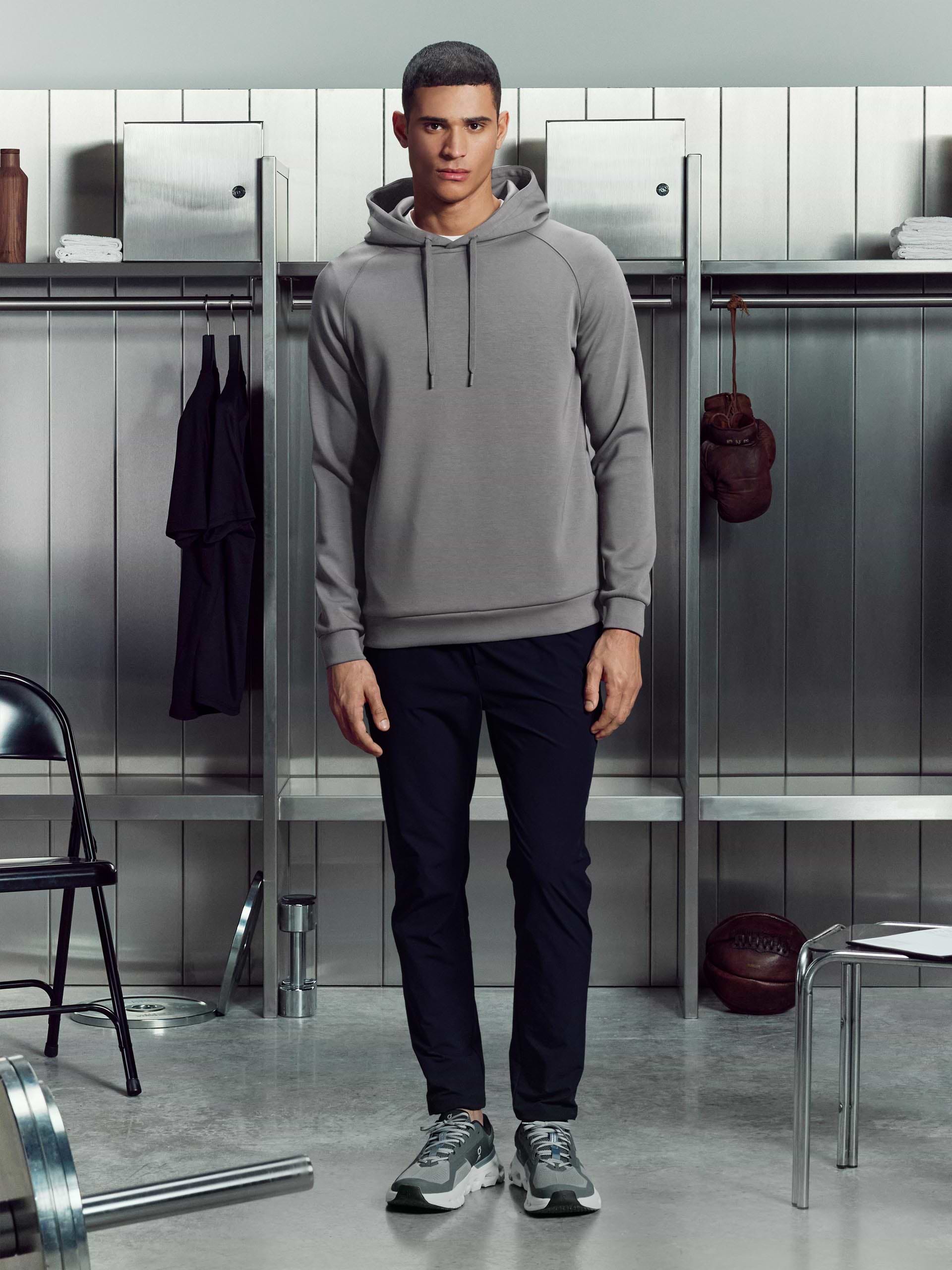 Soft Interlock Active Hoodie in Grey