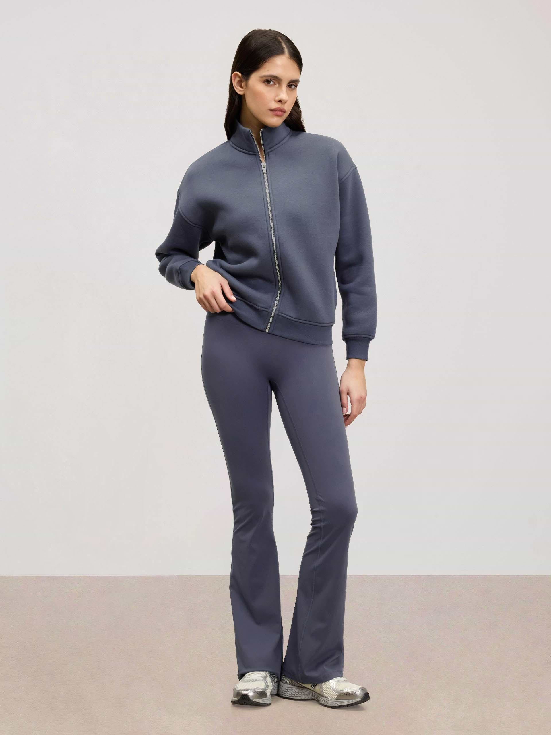 Womens Neoprene Funnel Neck Jacket in Slate Blue