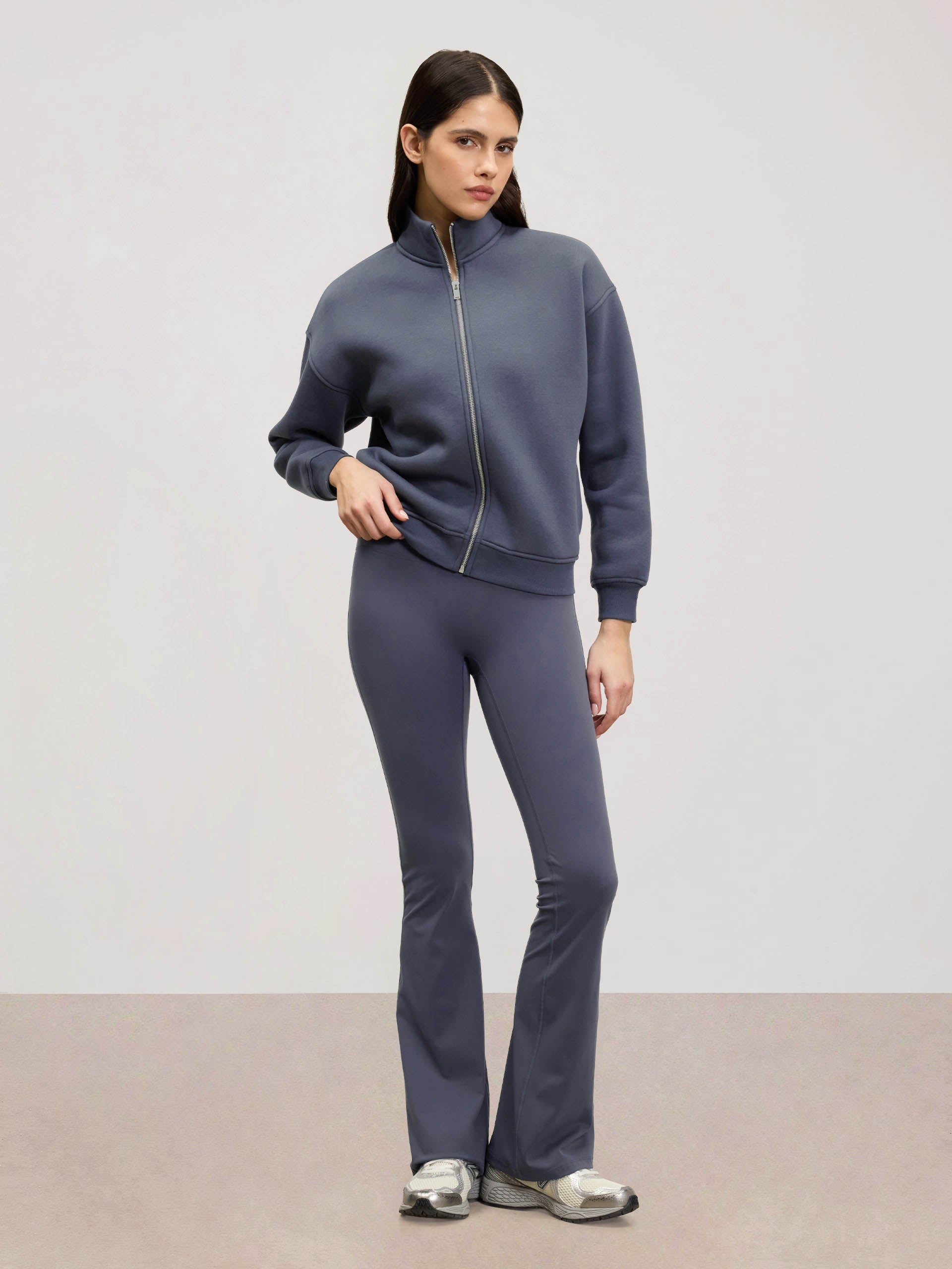 Womens Neoprene Funnel Neck Jacket in Slate Blue