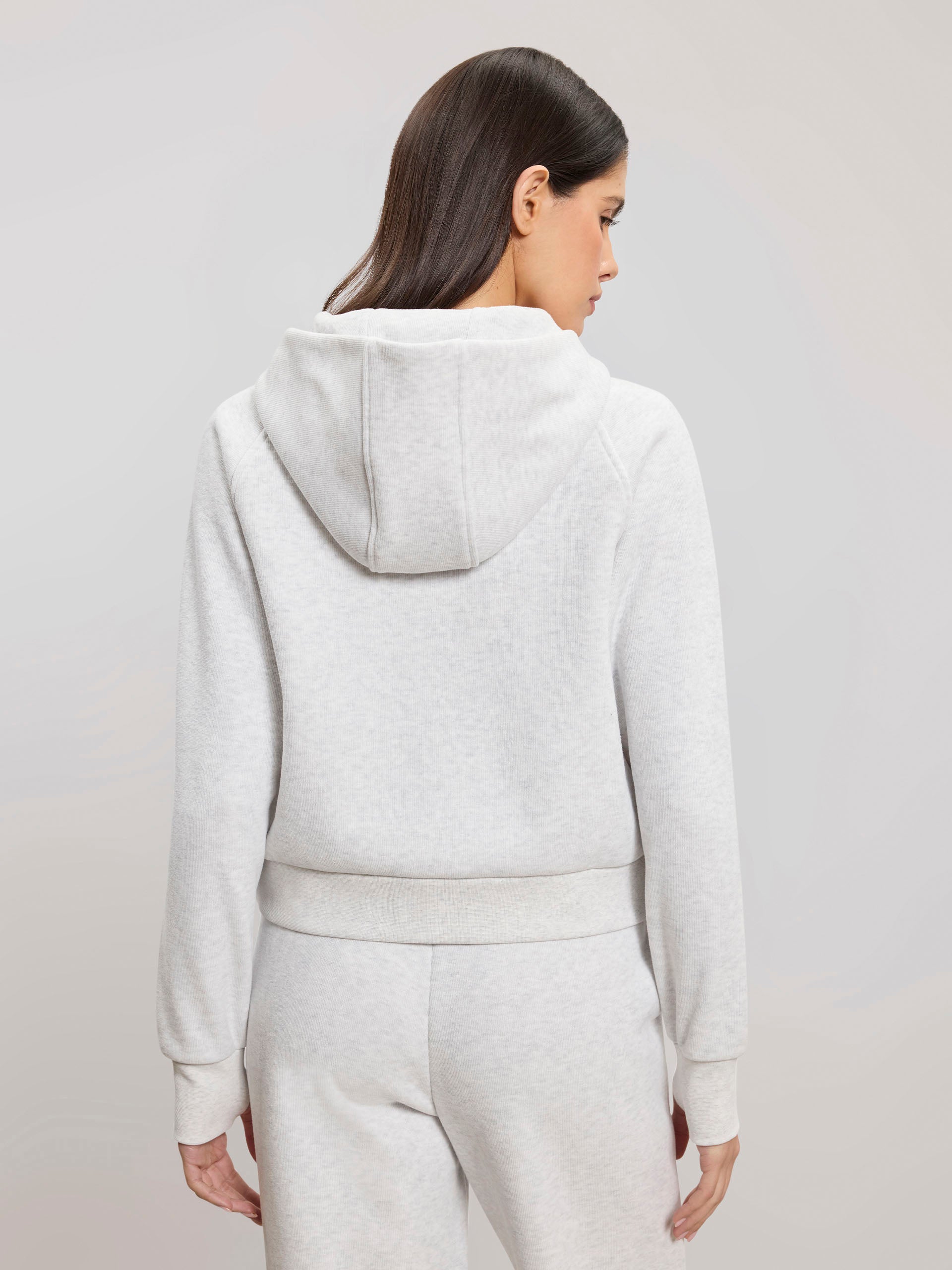 Womens Cosy Fleece Half Zip Hoodie in Marl Grey