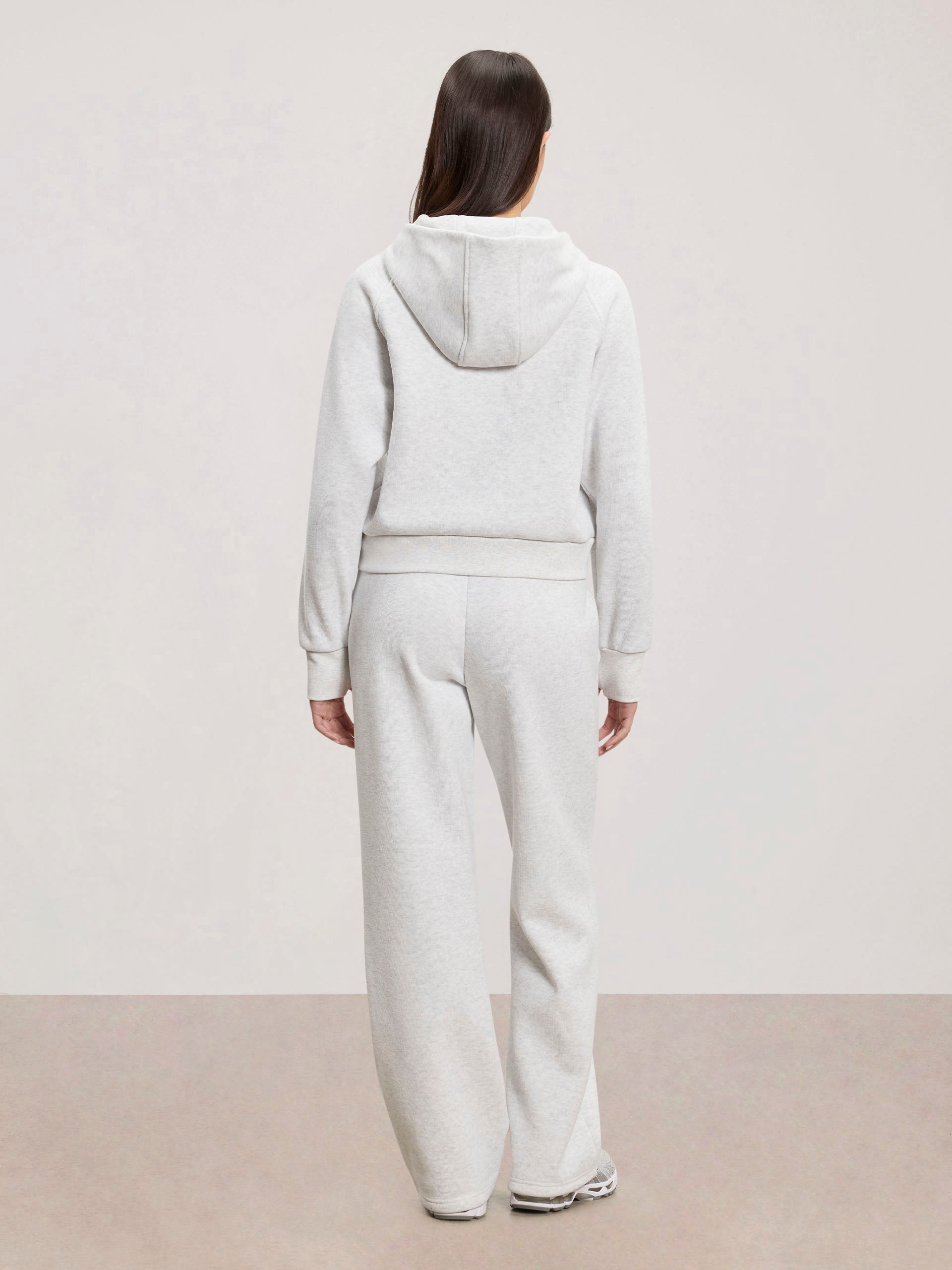 Womens Cosy Fleece Half Zip Hoodie in Marl Grey