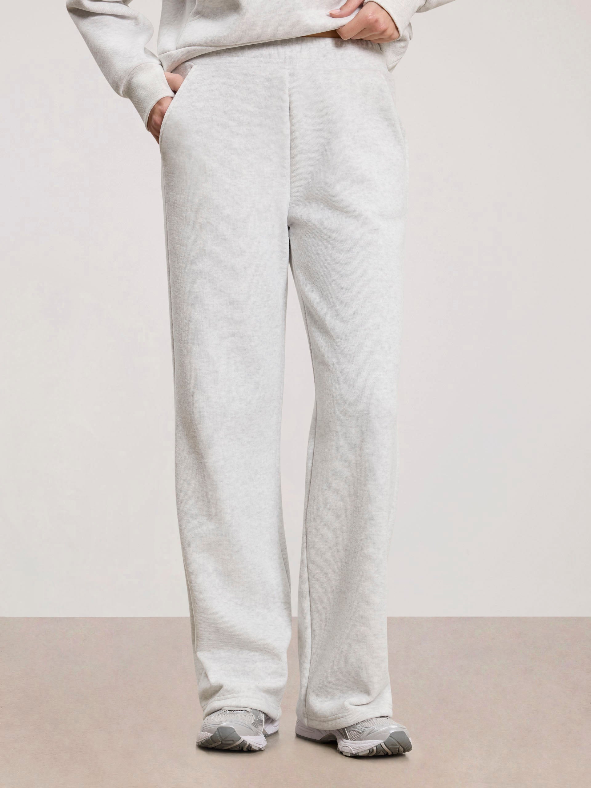 Womens Cosy Fleece Straight Leg Jogger in Marl Grey