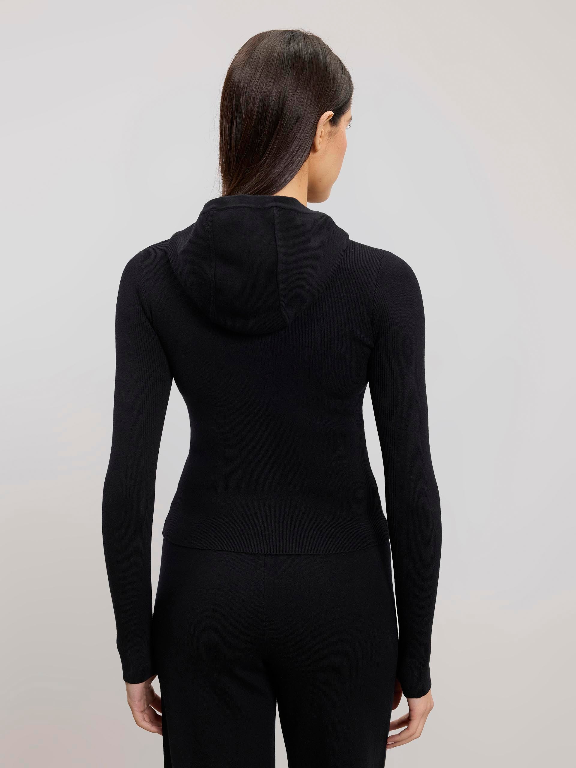 Womens Light Knit Hoodie in Black