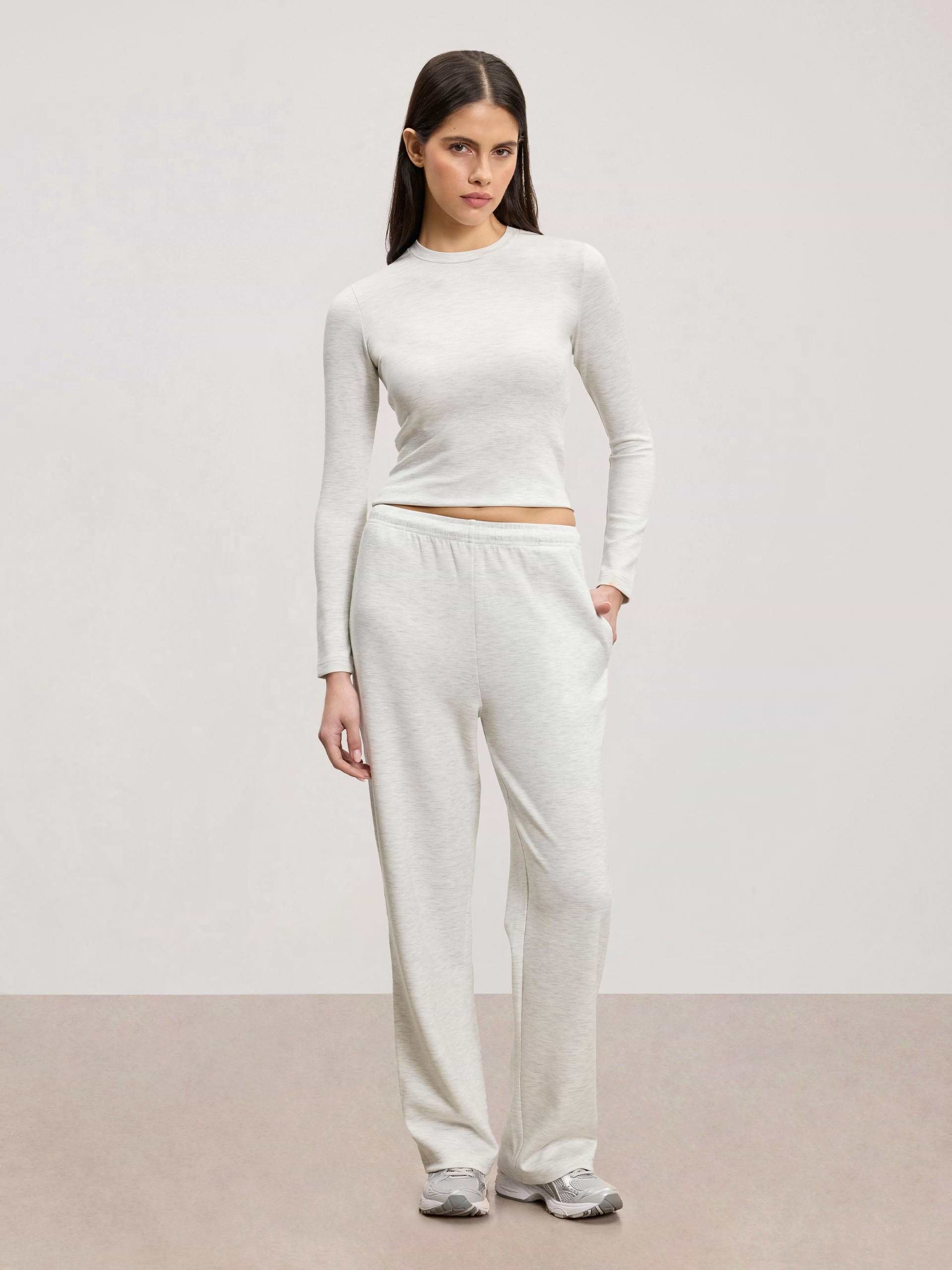 Womens Soft Interlock Jogger in Marl Grey