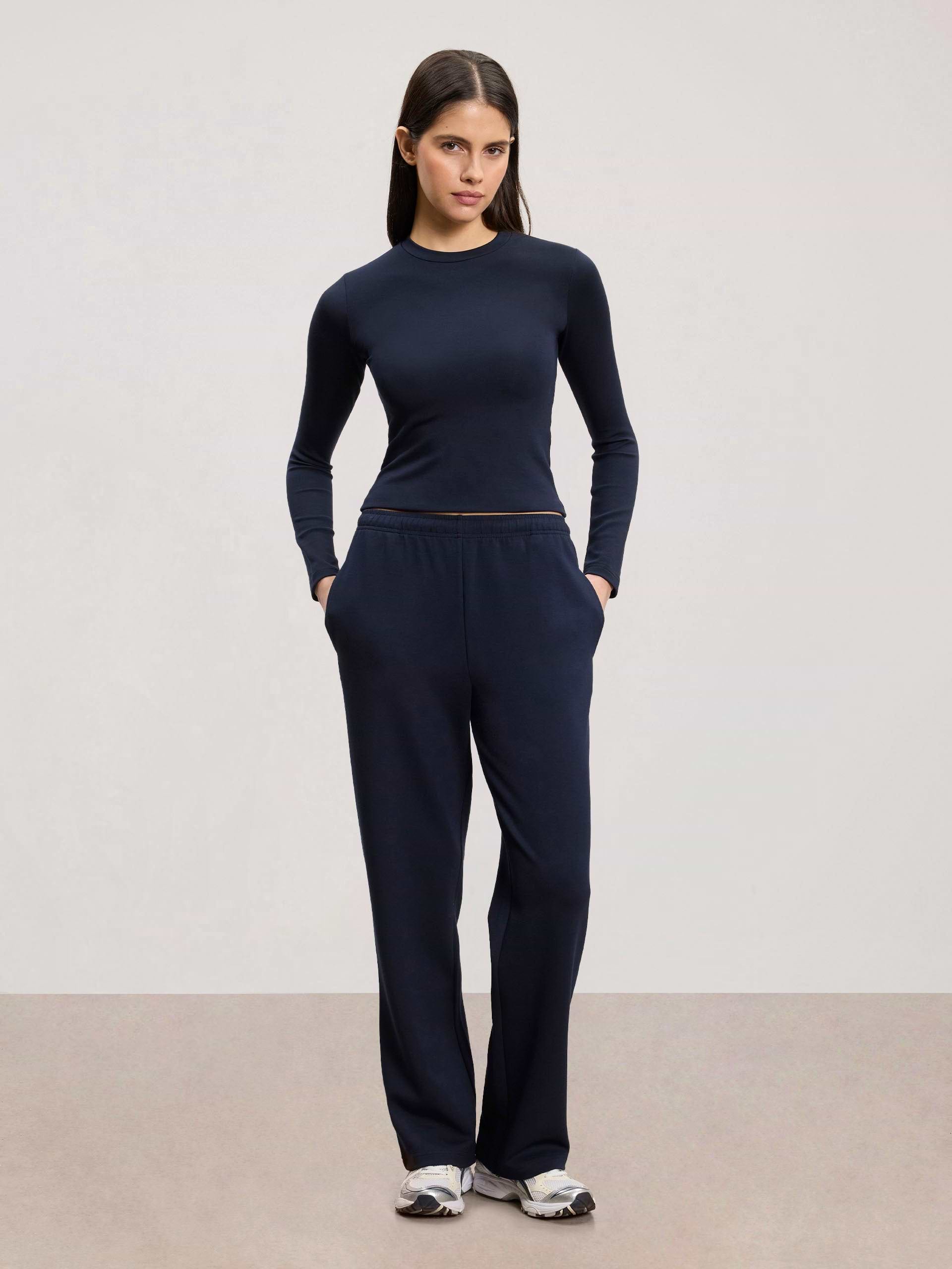 Womens Soft Interlock Jogger in Navy