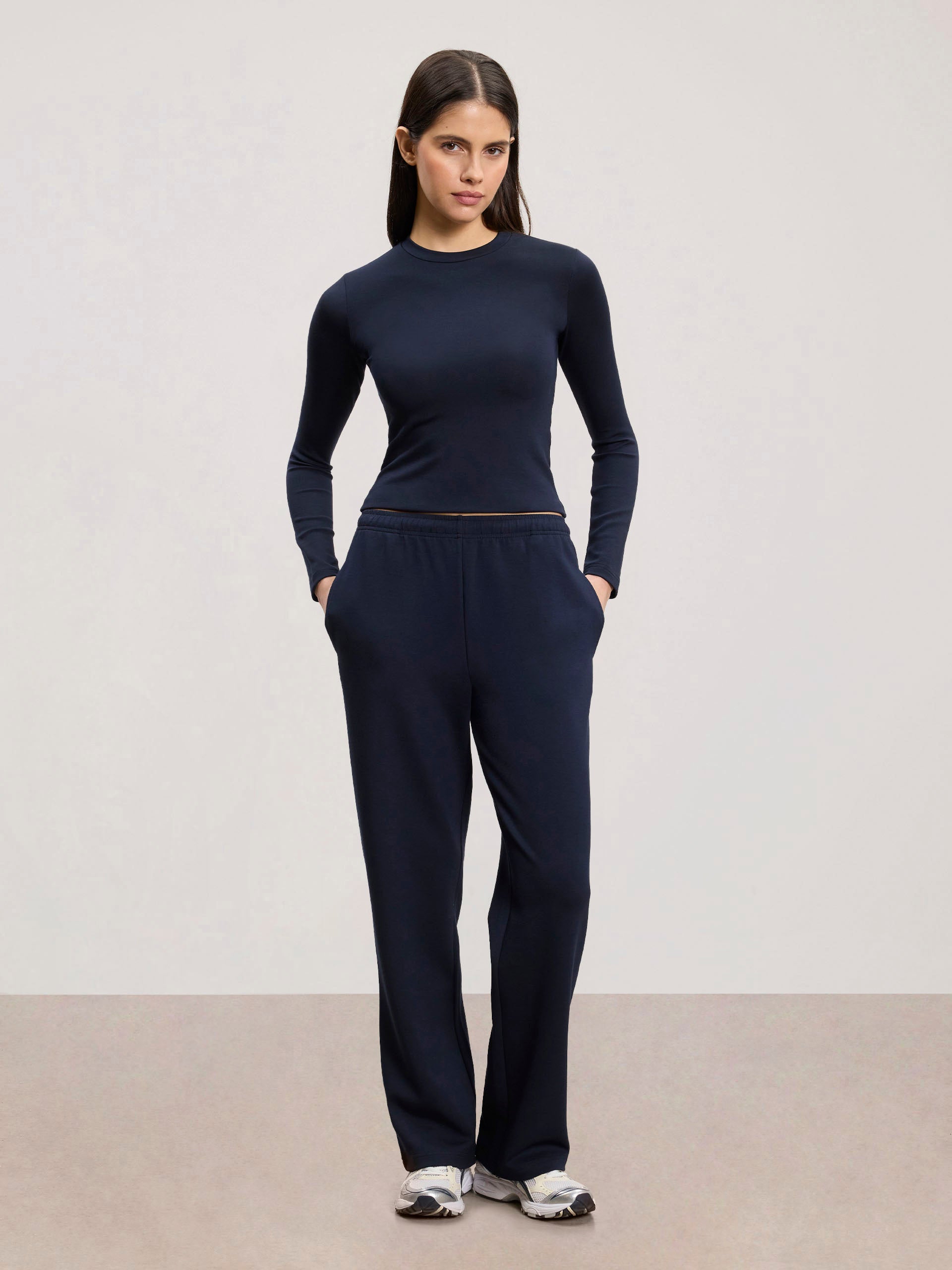 Womens Soft Interlock Jogger in Navy