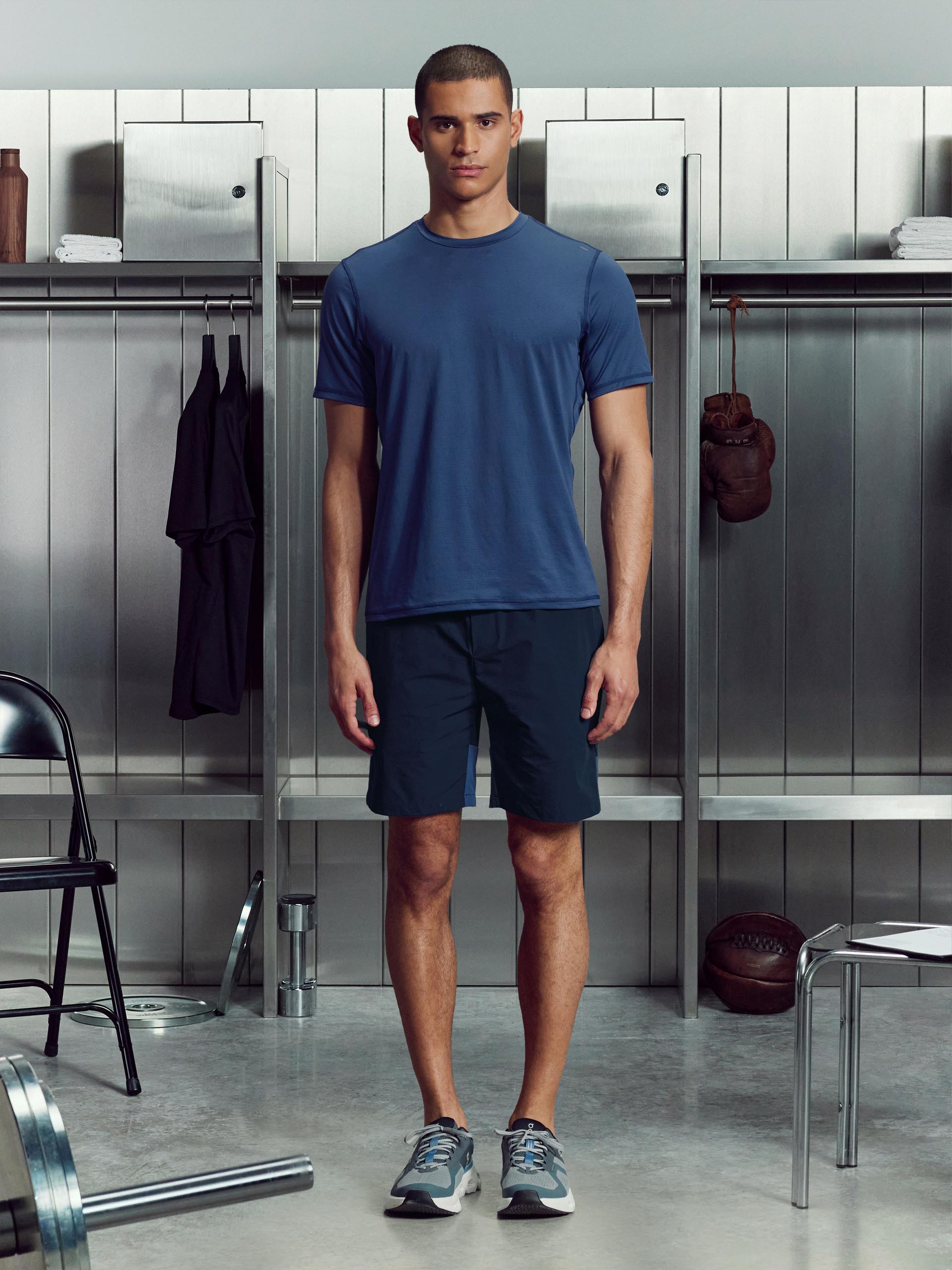 Active Colour Block Short in Navy Steel Blue