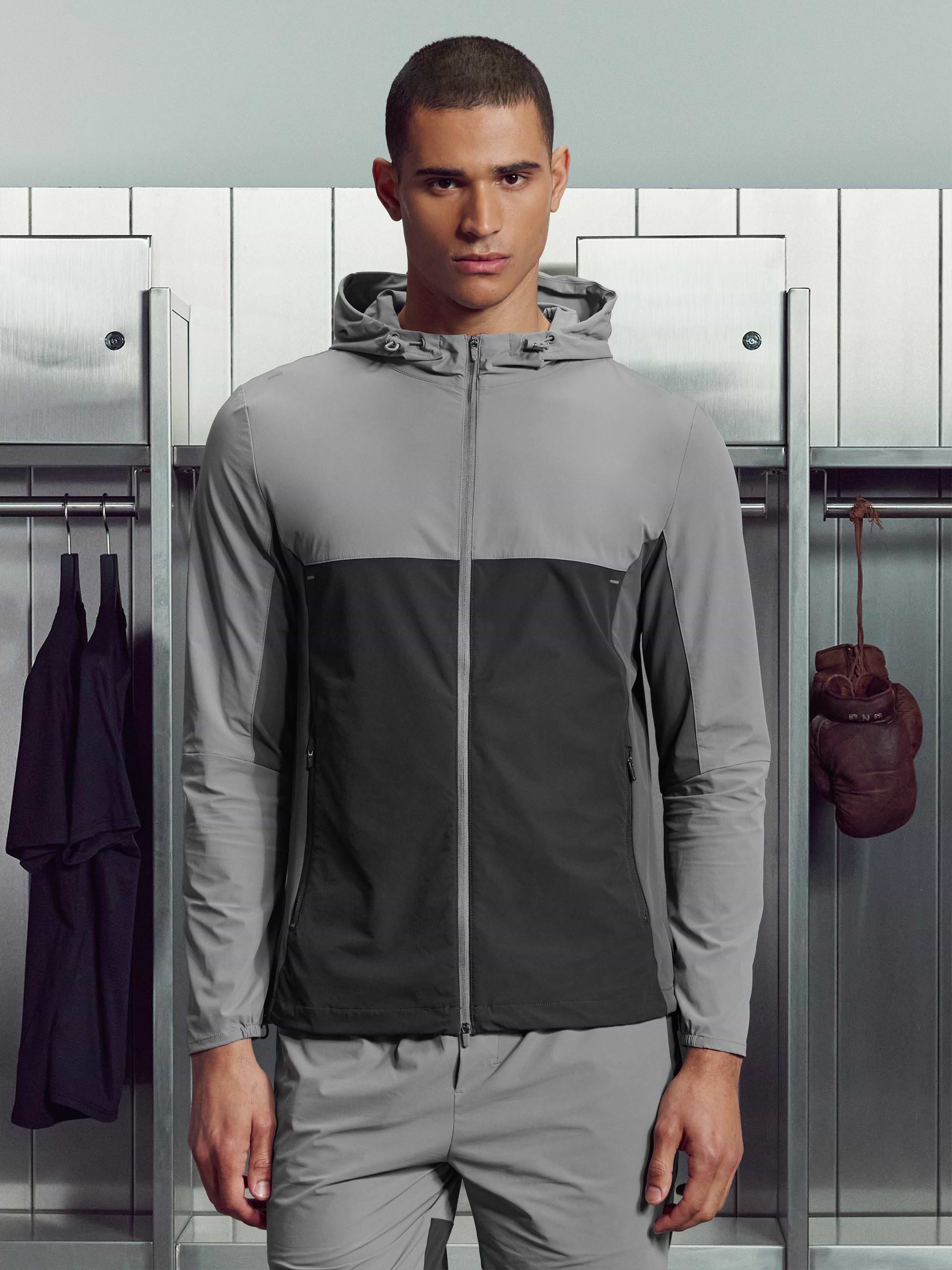 Active Colour Block Windbreaker in Mid Grey Grey
