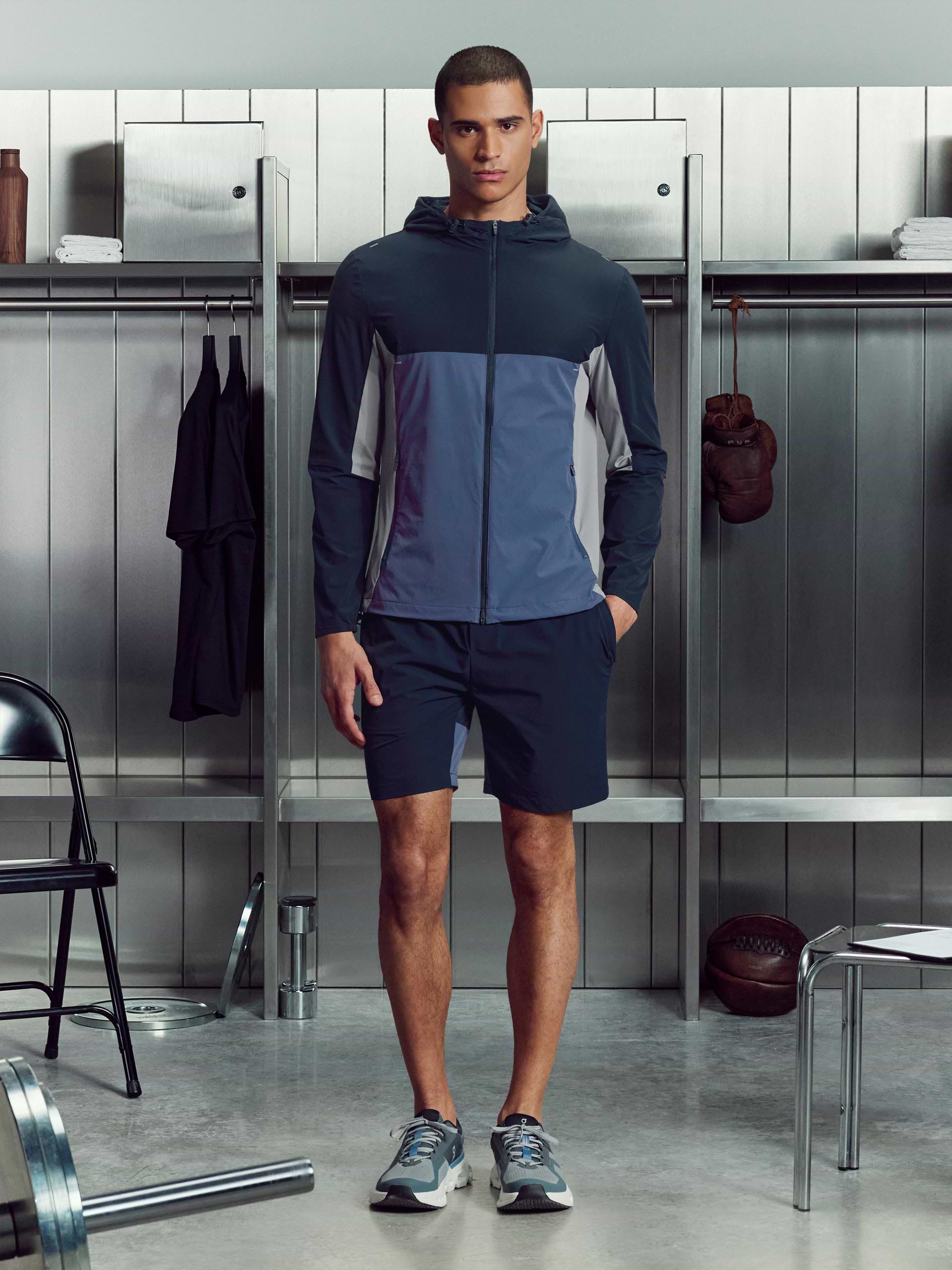 Active Colour Block Windbreaker in Navy Steel Blue