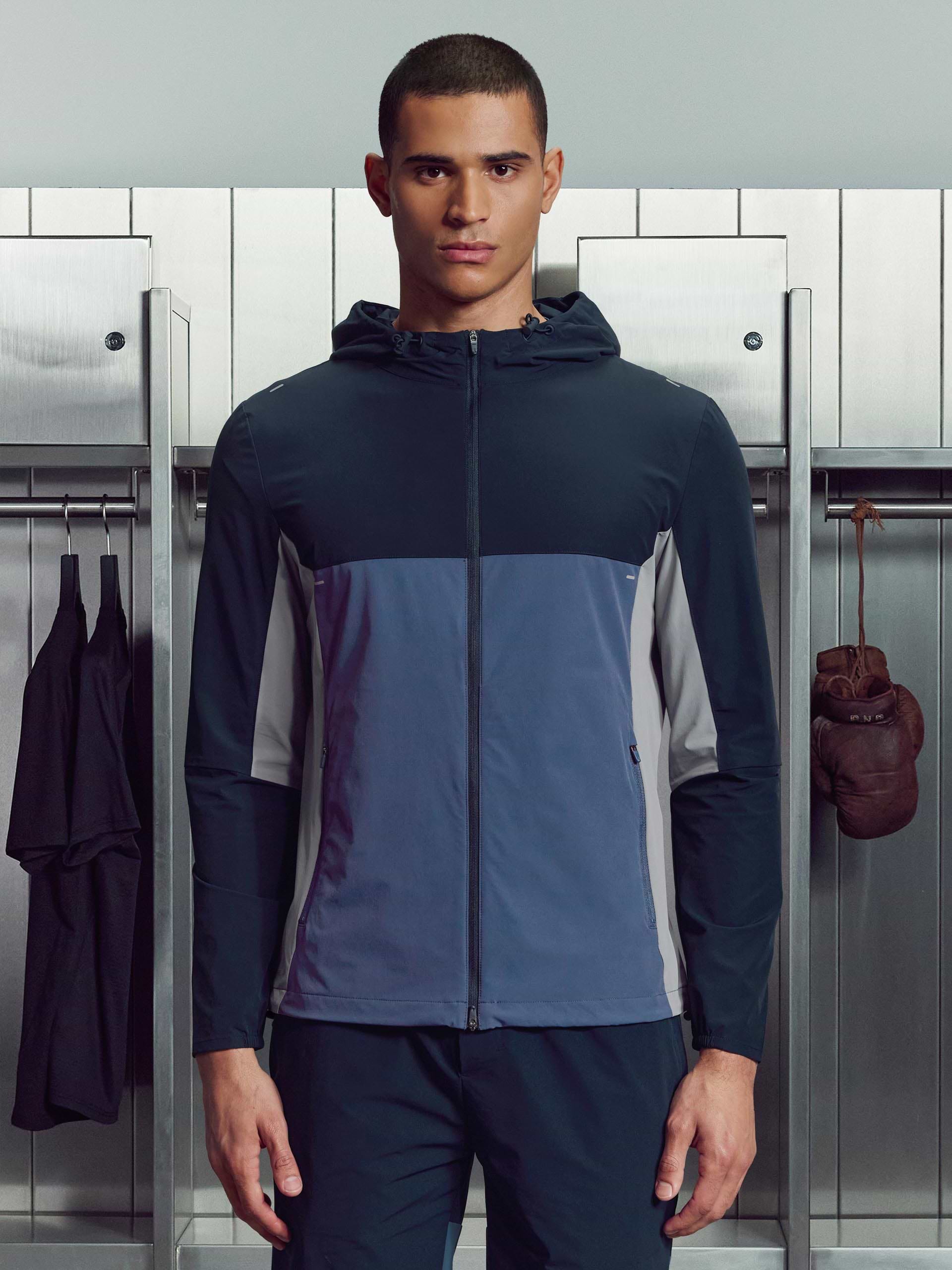 Active Colour Block Windbreaker in Navy Steel Blue