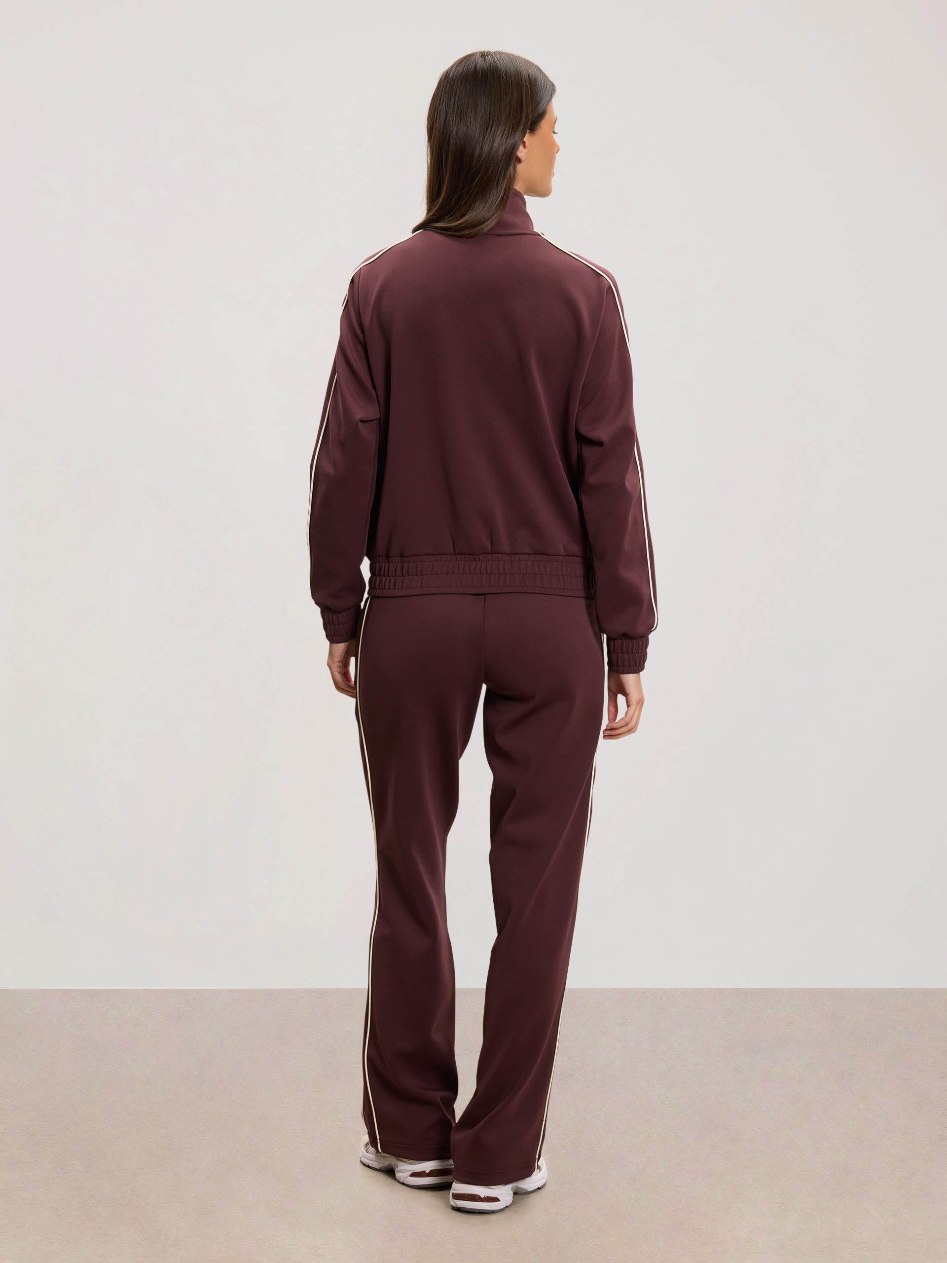 Womens Piping Track Jacket in Burgundy