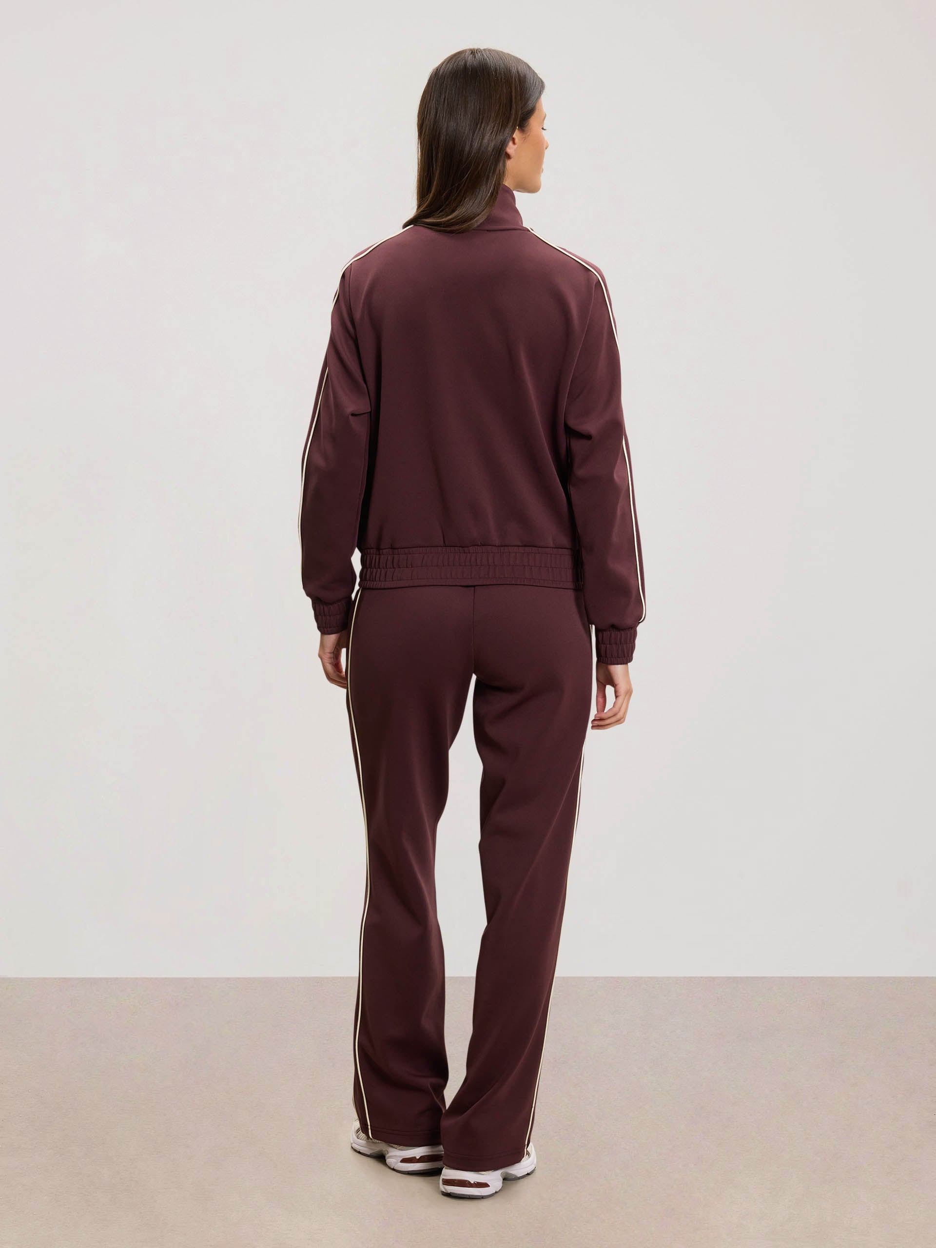 Womens Piping Track Pant in Burgundy