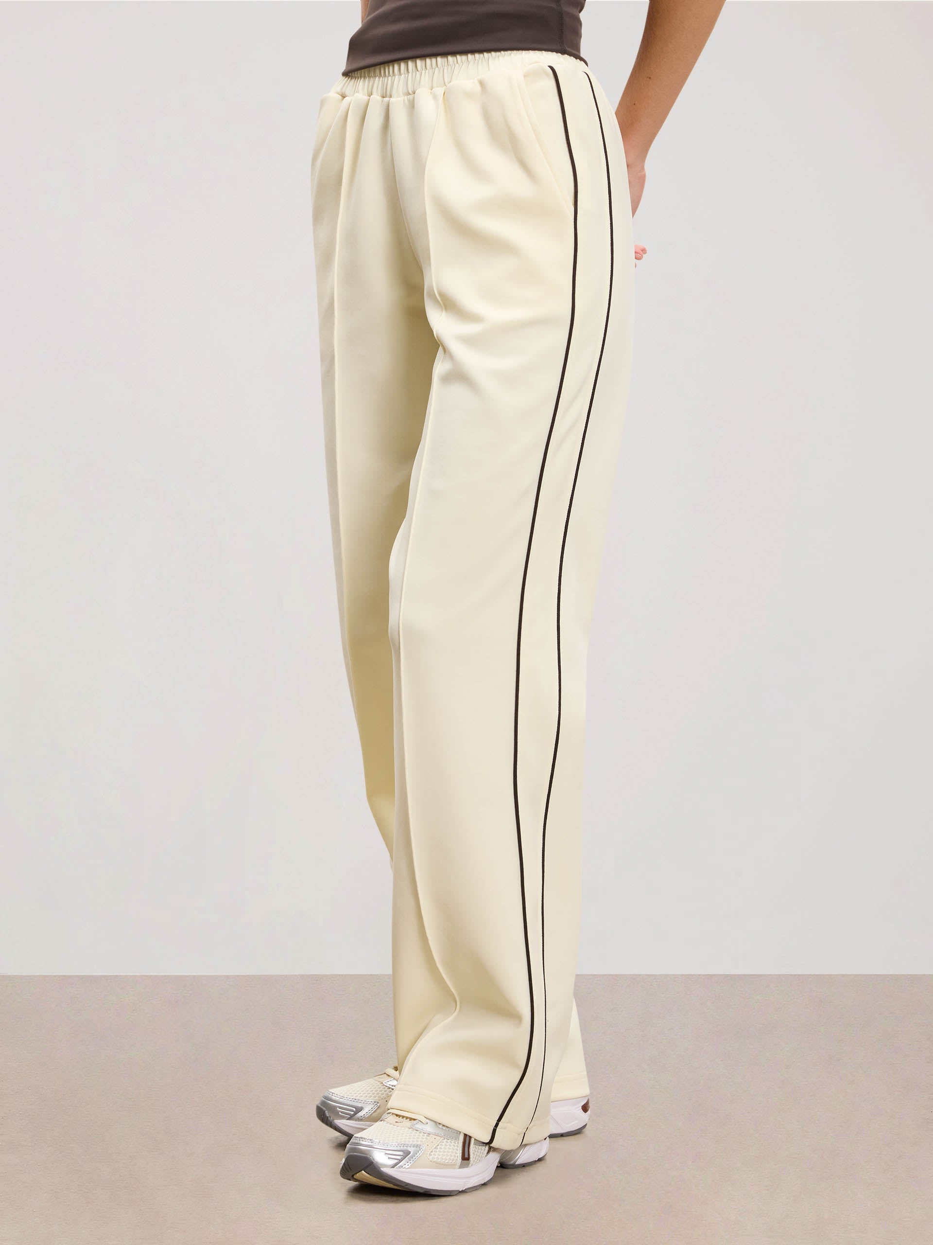 Womens Piping Track Pant in Ecru
