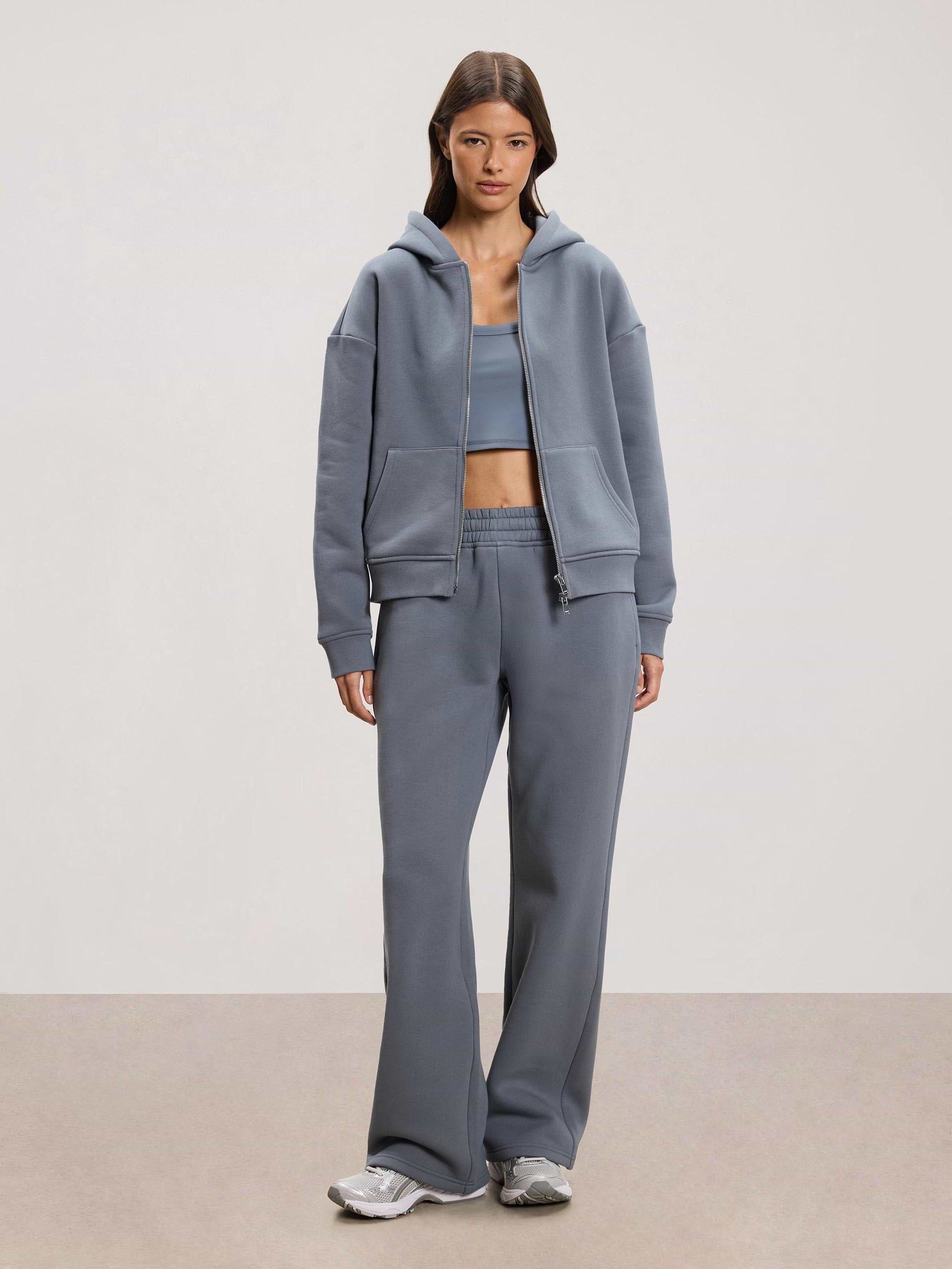 Womens Relaxed Zip Hoodie in Dove Blue