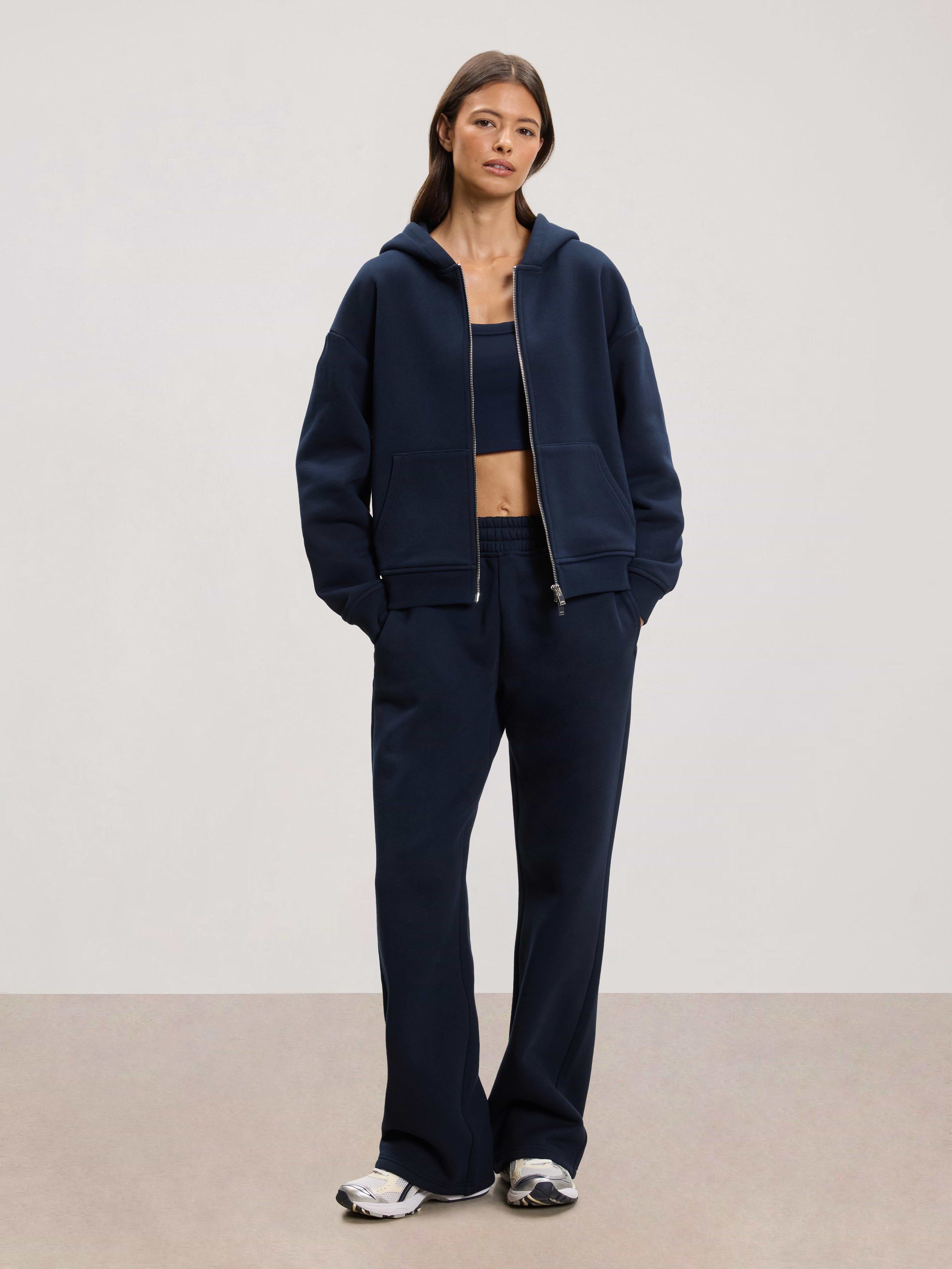 Womens Relaxed Zip Hoodie in Navy