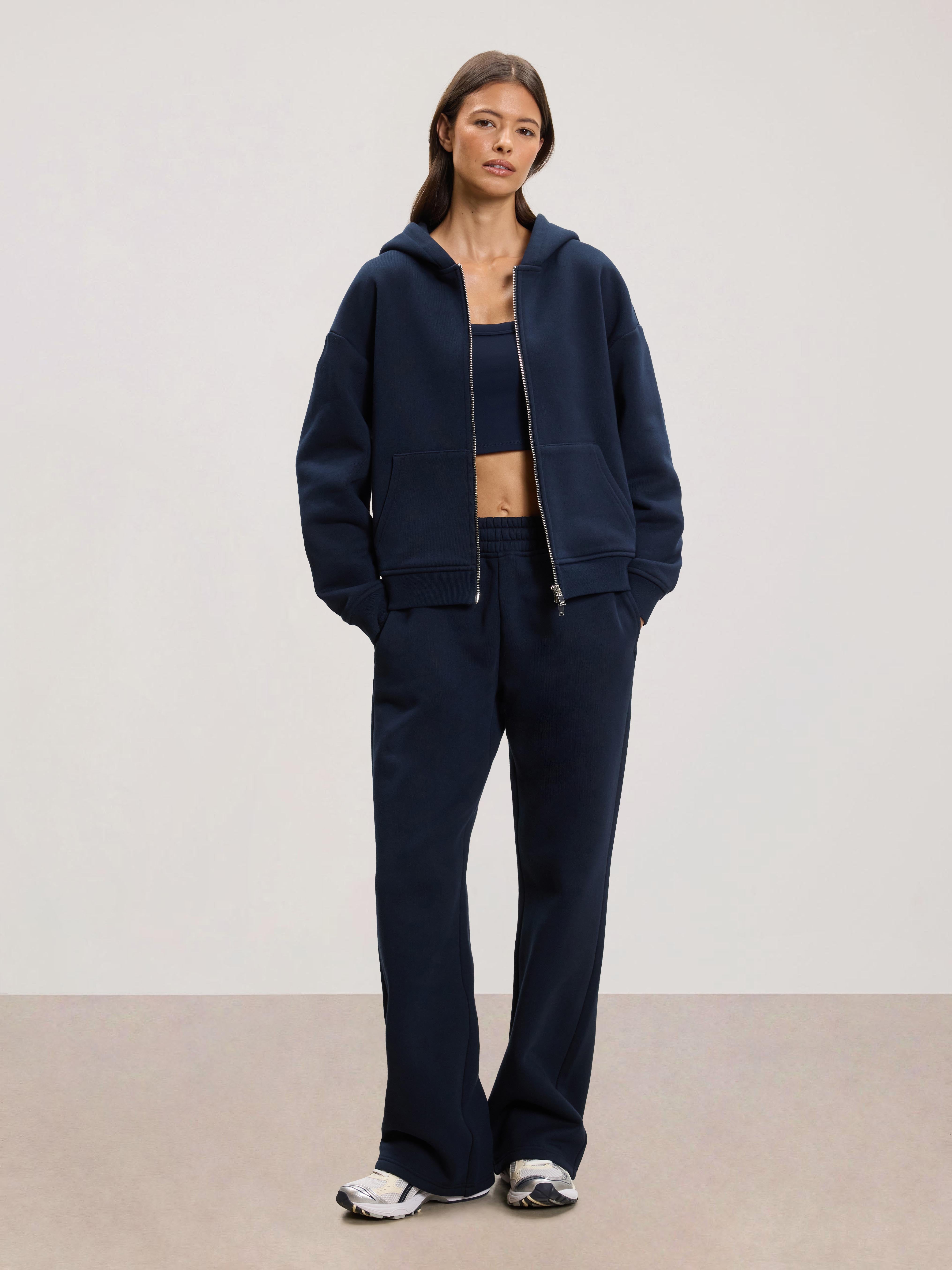 Womens Relaxed Zip Hoodie in Navy