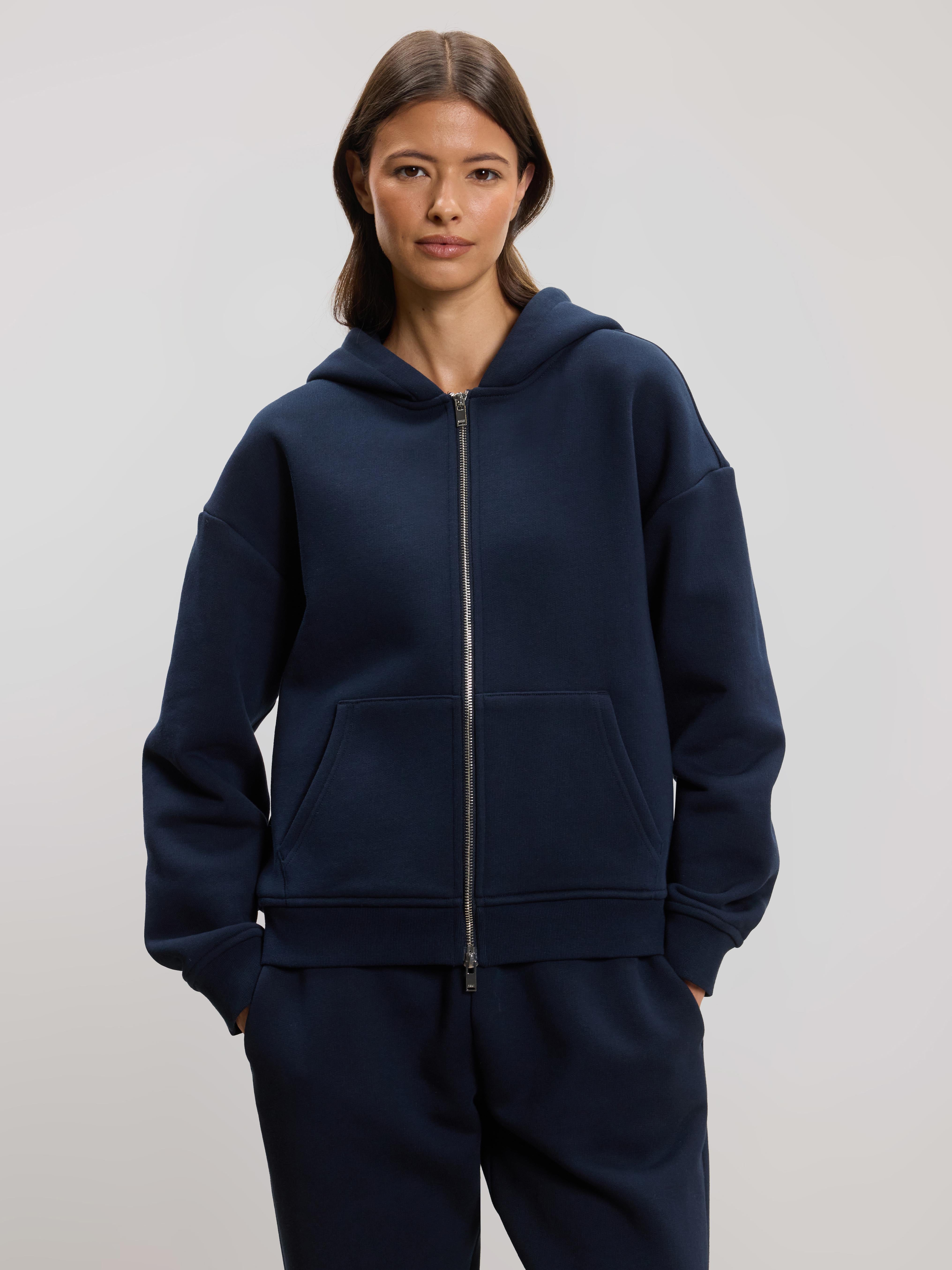 Womens Relaxed Zip Hoodie in Navy