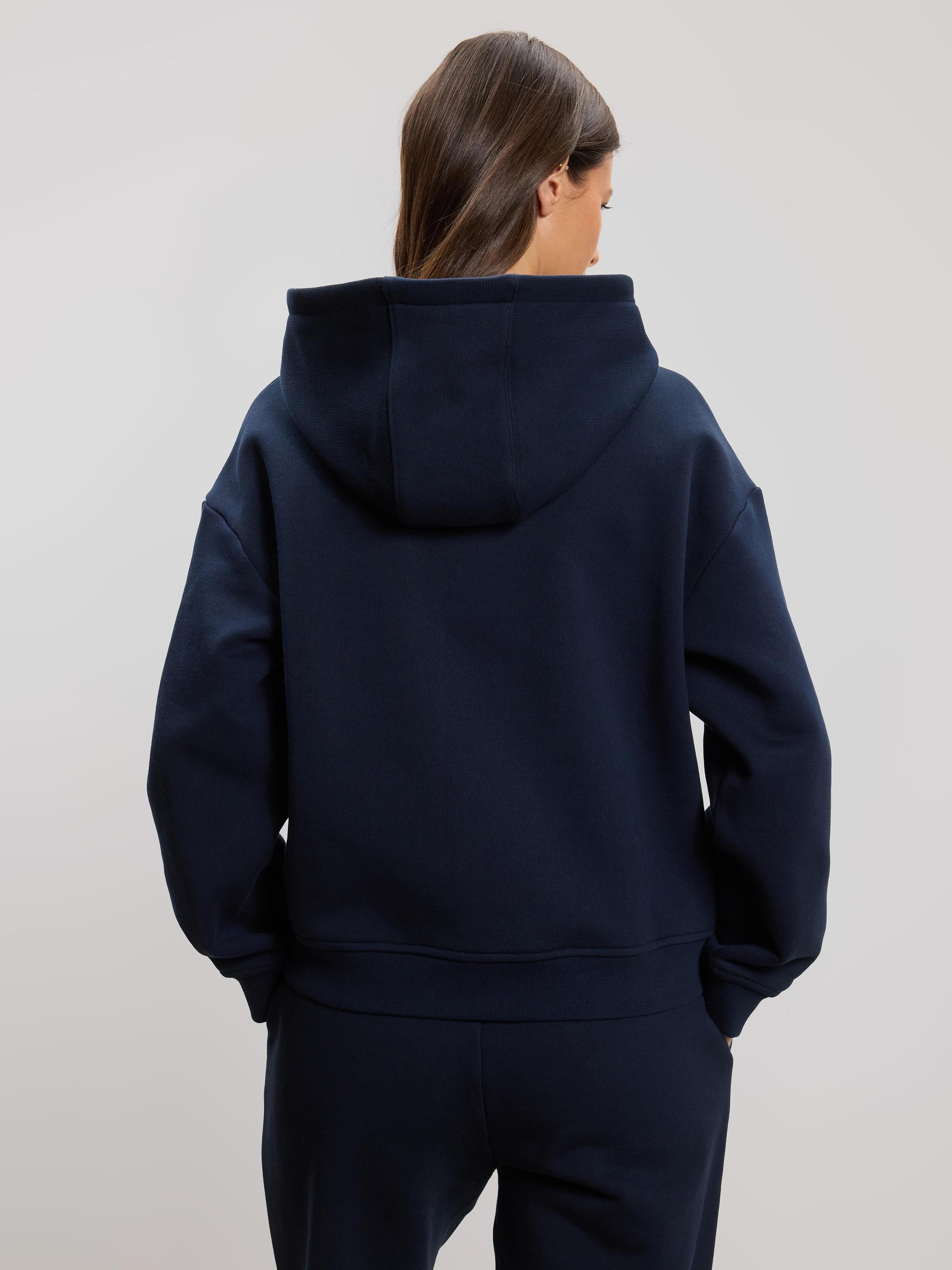 Womens Relaxed Zip Hoodie in Navy