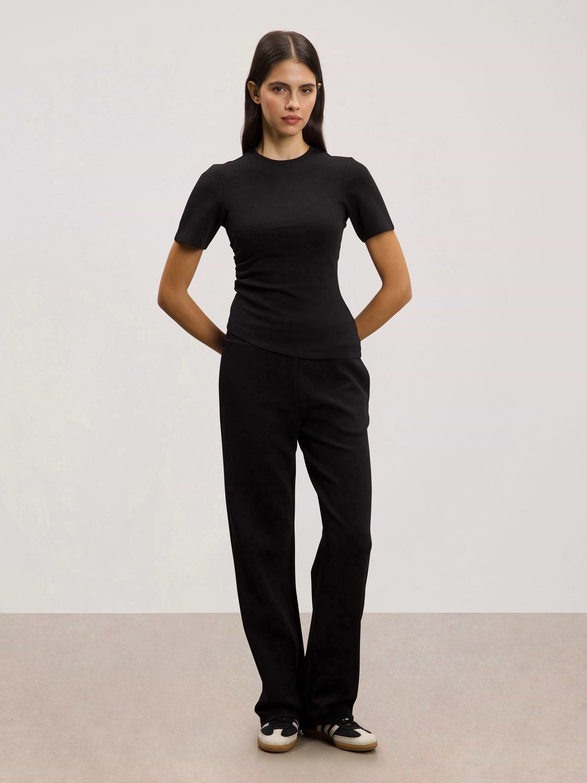 Womens Luxe Straight Leg Jogger in Black