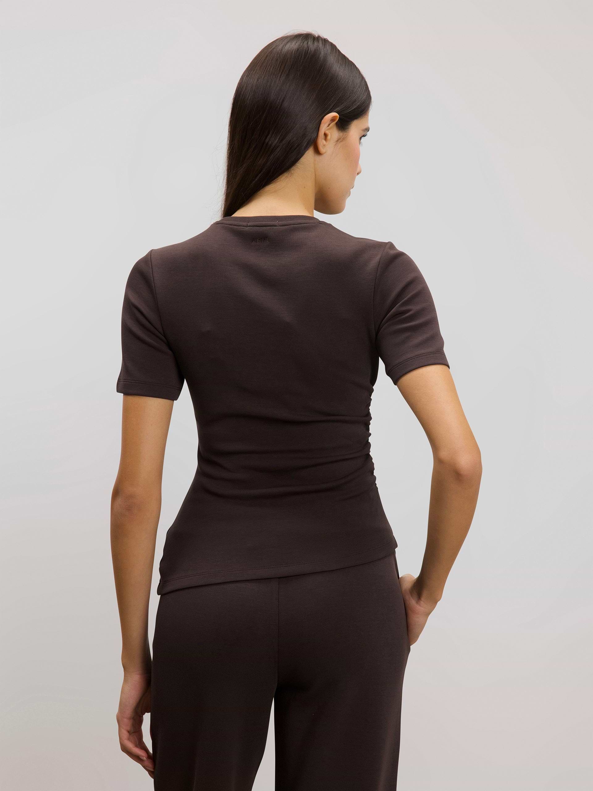 Womens Luxe Fitted Waist T-Shirt in Brown