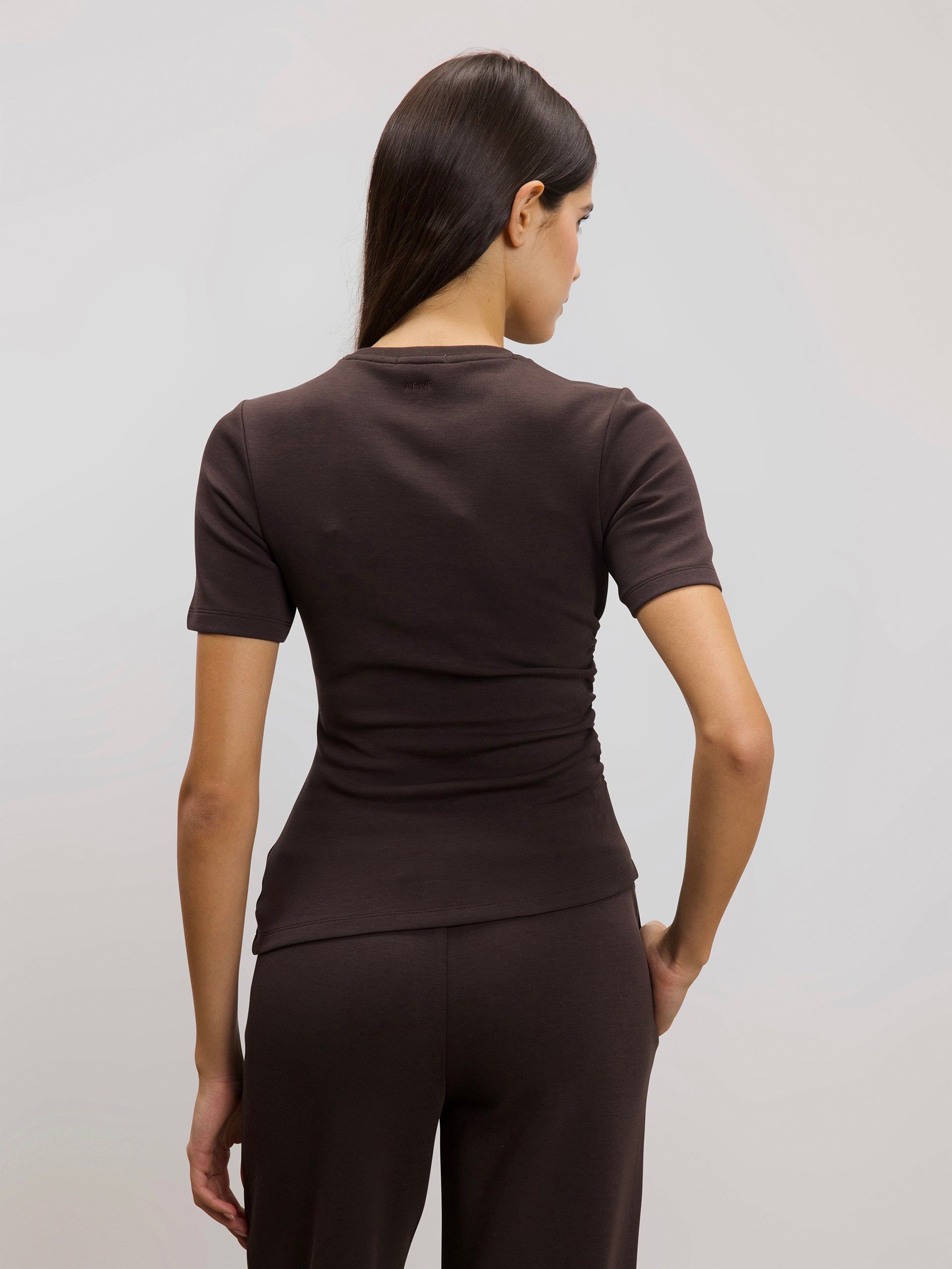 Womens Luxe Fitted Waist T-Shirt in Brown