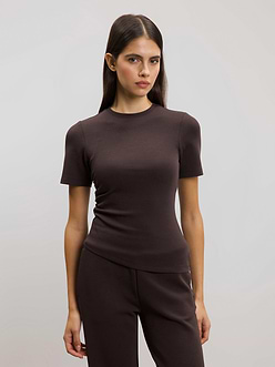 Womens Luxe Fitted Waist T-Shirt in Brown
