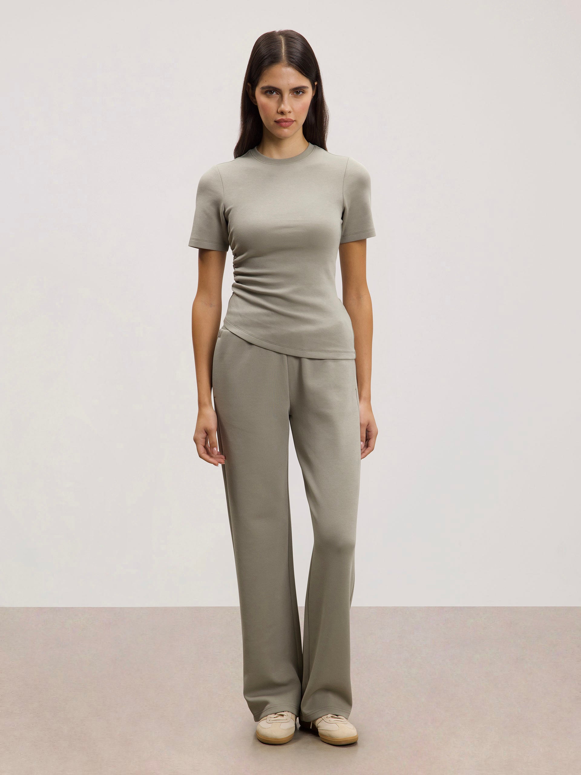 Womens Luxe Straight Leg Jogger in Stone