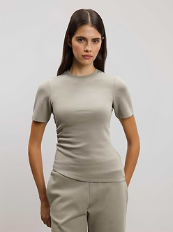 Womens Luxe Fitted Waist T-Shirt in Stone
